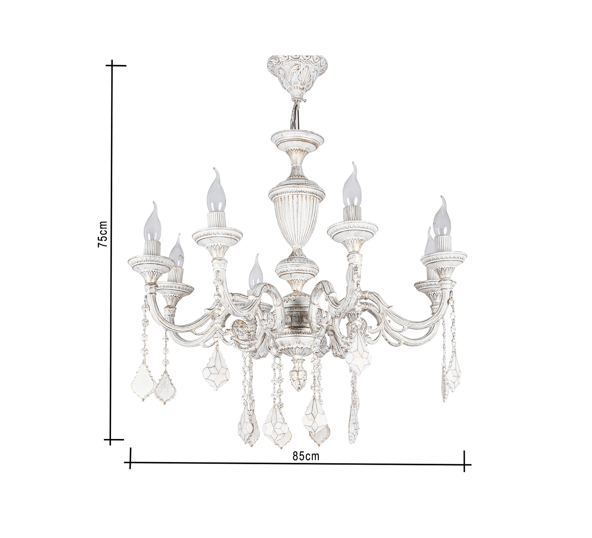 White chandelier with multiple arms - Vitrine Furniture - Lighting
