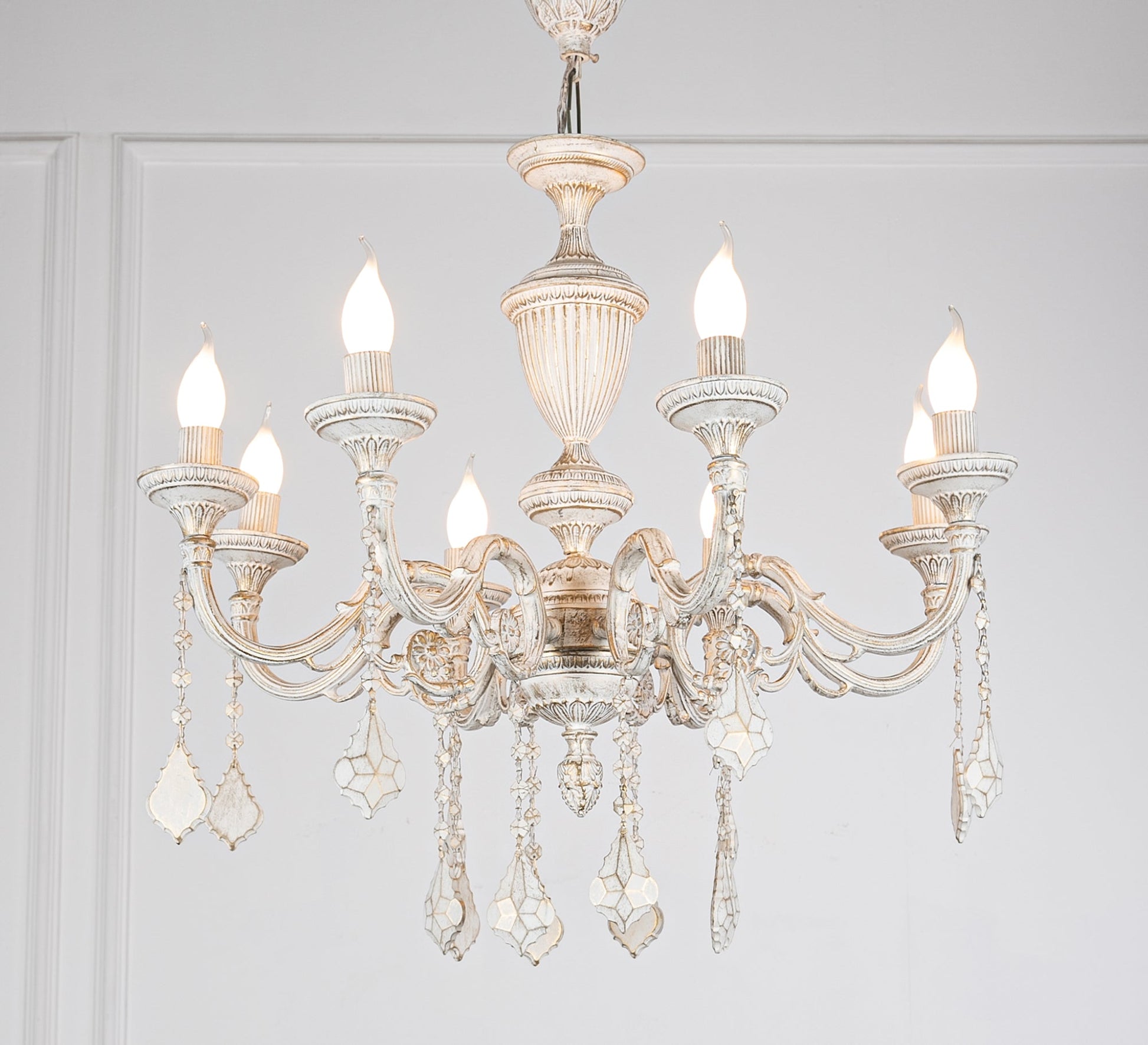 White chandelier with multiple arms - Vitrine Furniture - Lighting