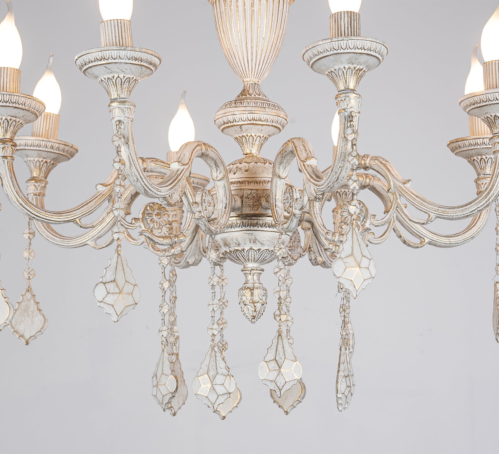 White chandelier with multiple arms - Vitrine Furniture - Lighting