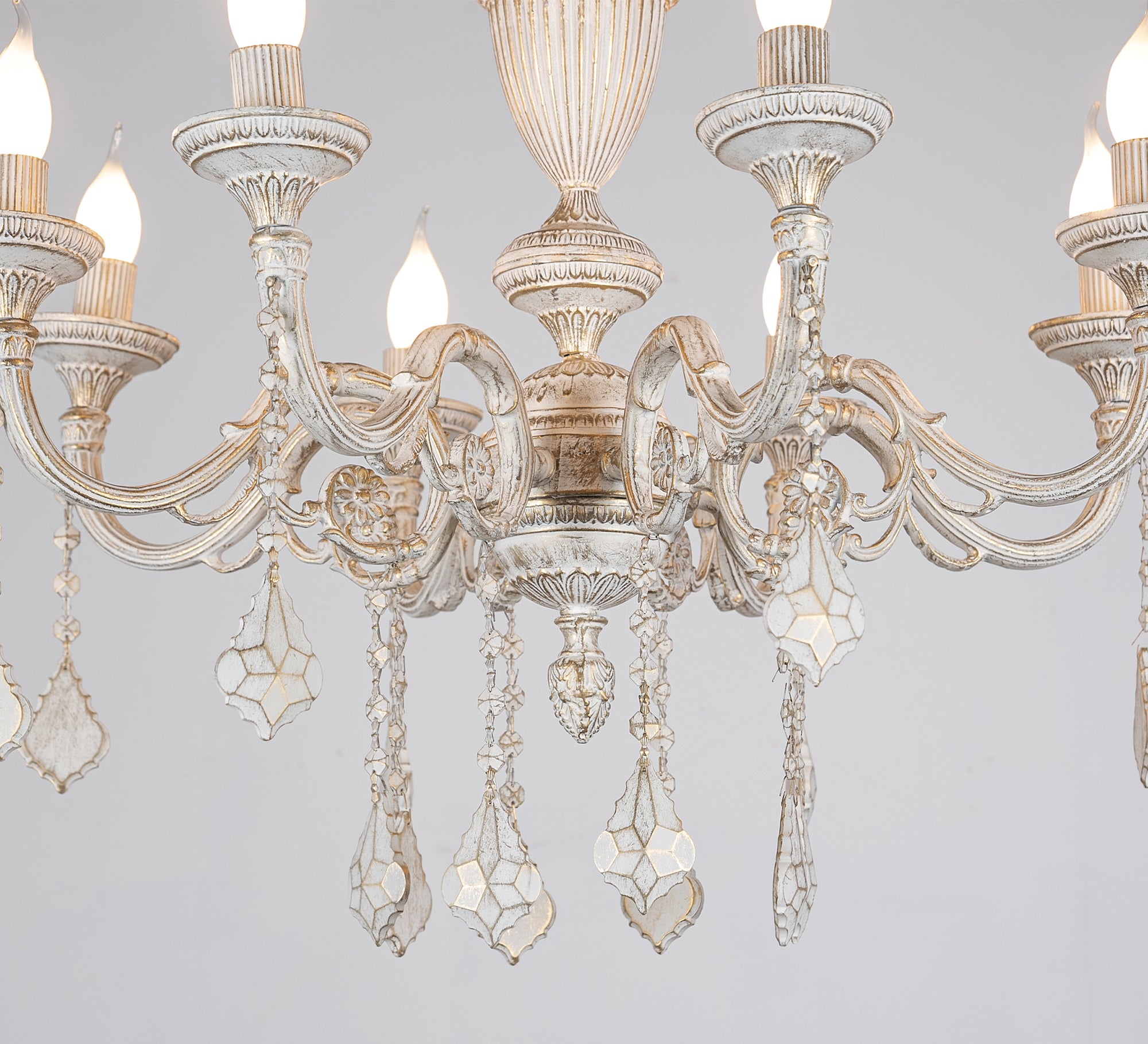 White chandelier with multiple arms - Vitrine Furniture - Lighting