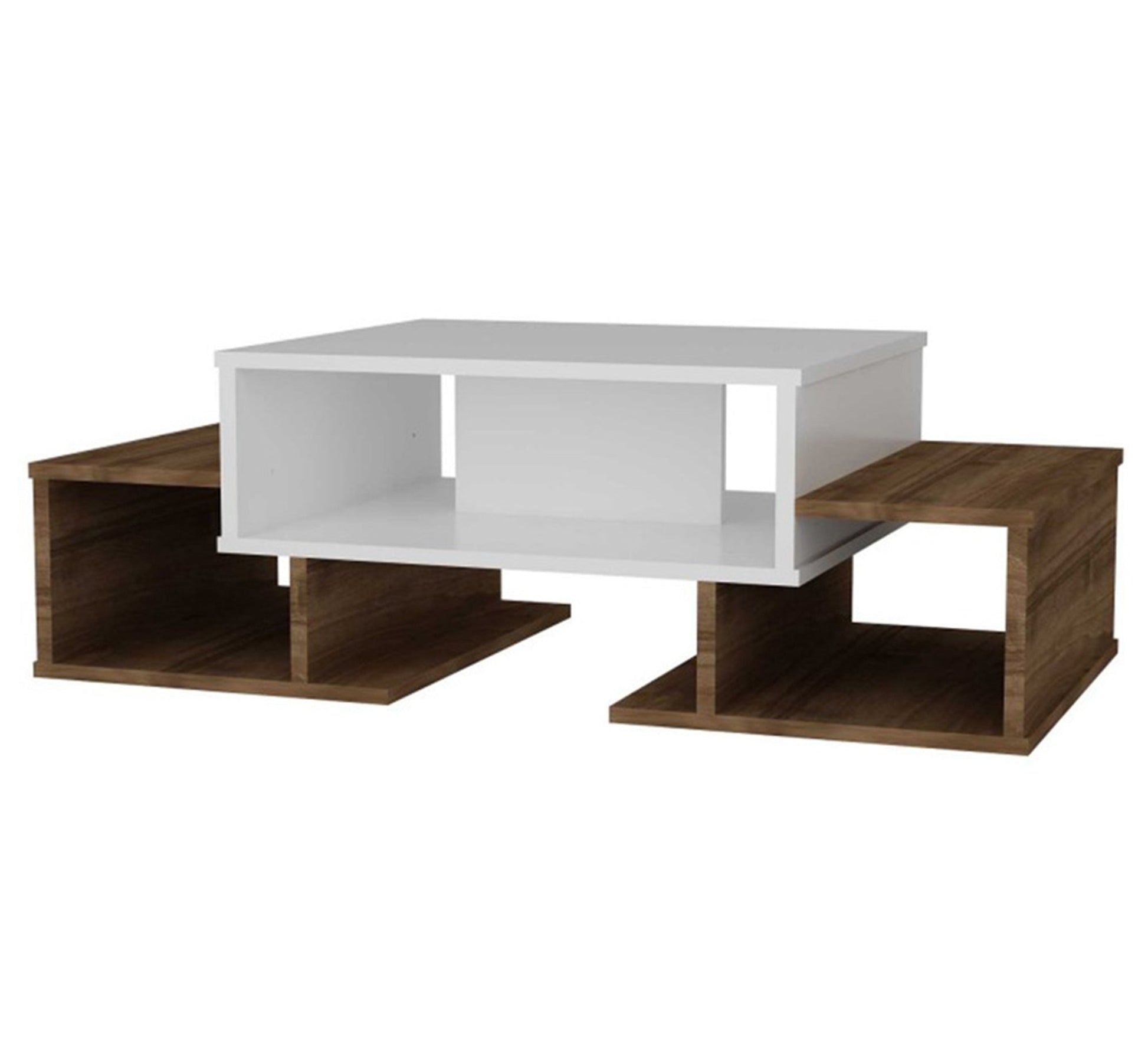 White Coffee table and brown interlocking - Vitrine Furniture - Furniture