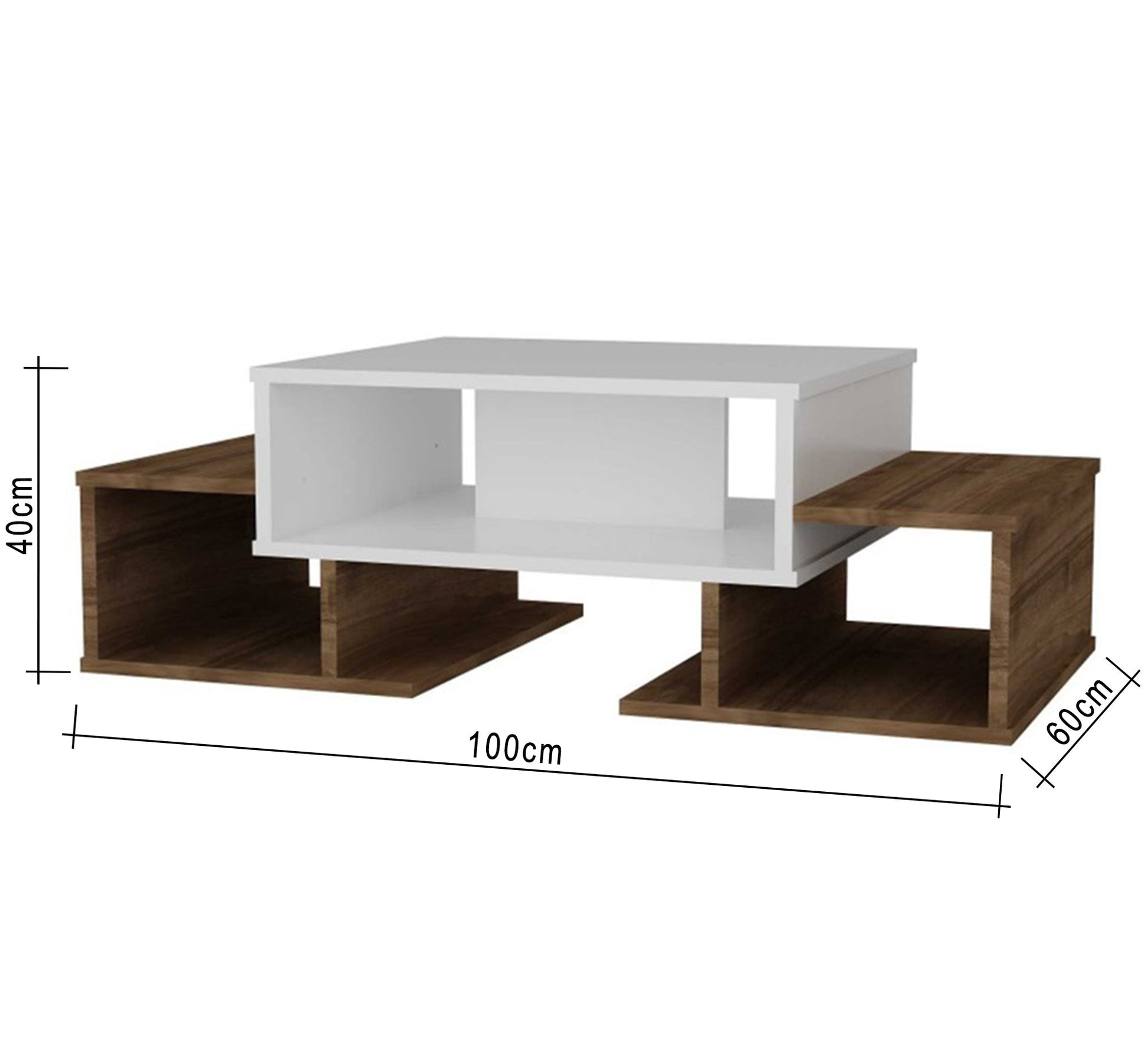 White Coffee table and brown interlocking - Vitrine Furniture - Furniture