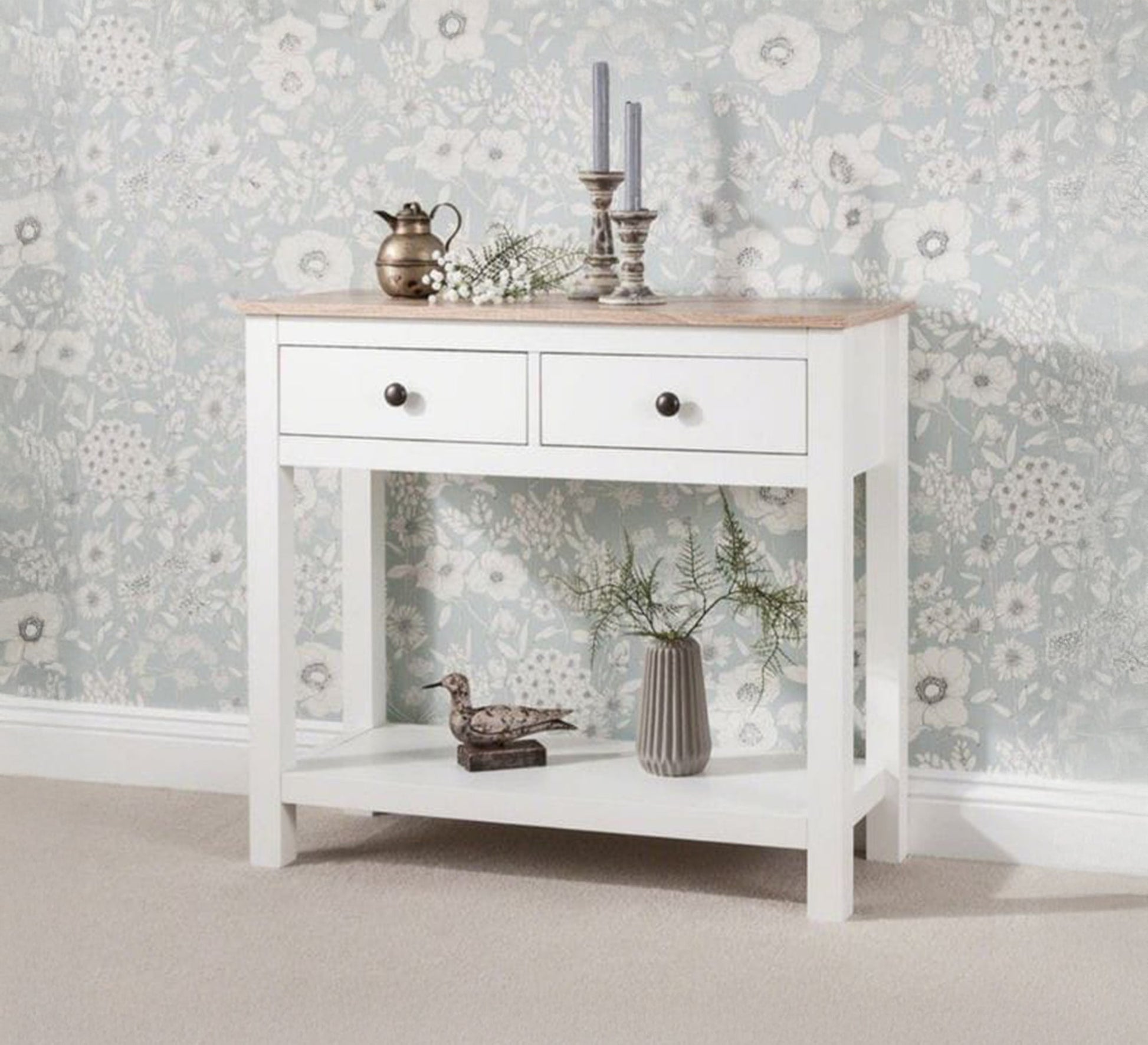 White console table with drawers and a large lower shelf - Vitrine Furniture - Furniture