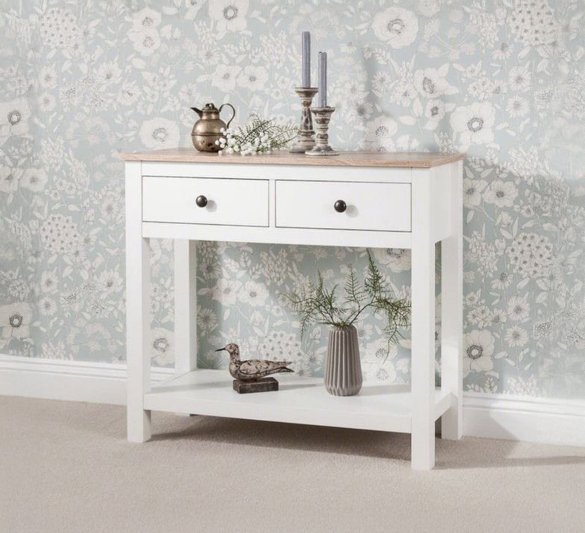 White console table with drawers and a large lower shelf - Vitrine Furniture - Furniture
