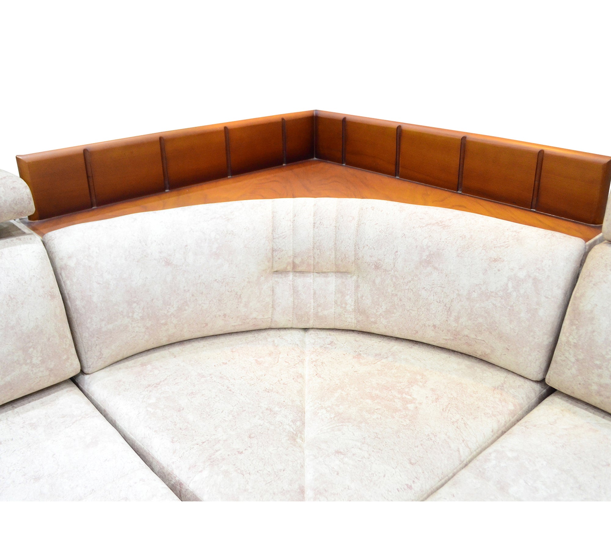 White Corners with Elegant Wooden Touches - Vitrine Furniture - L - shape sofa set