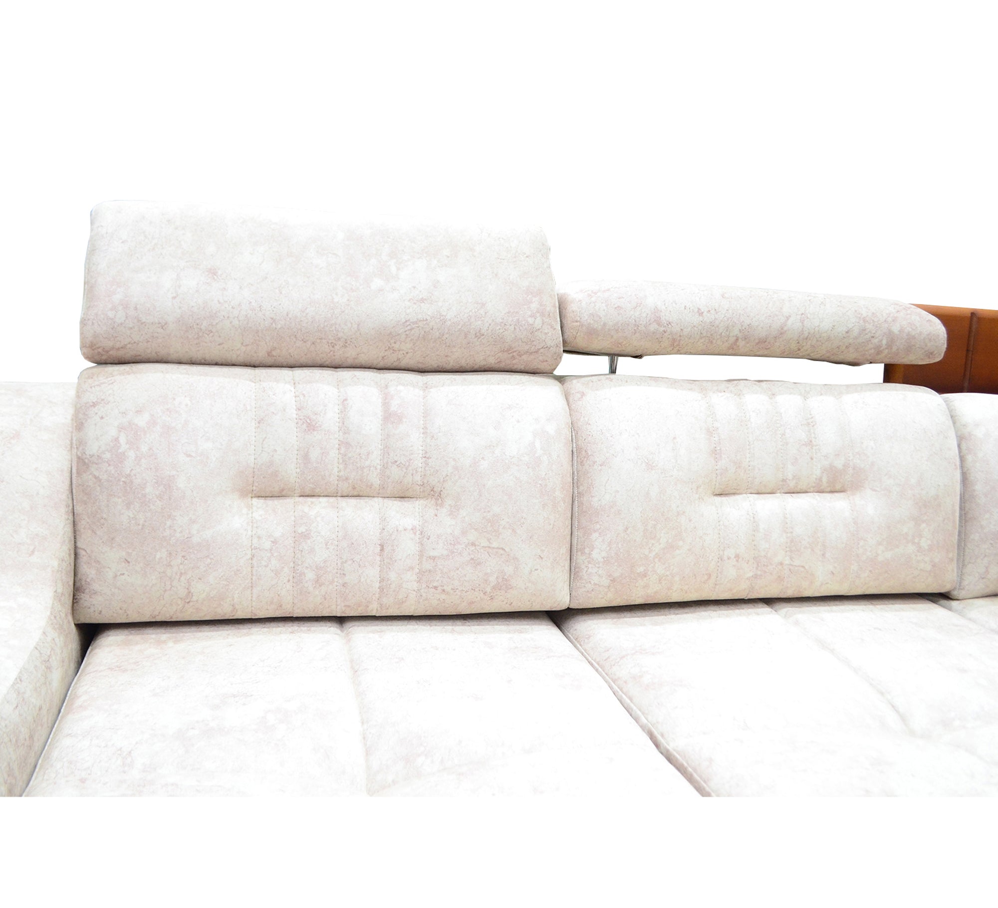 White Corners with Elegant Wooden Touches - Vitrine Furniture - L - shape sofa set