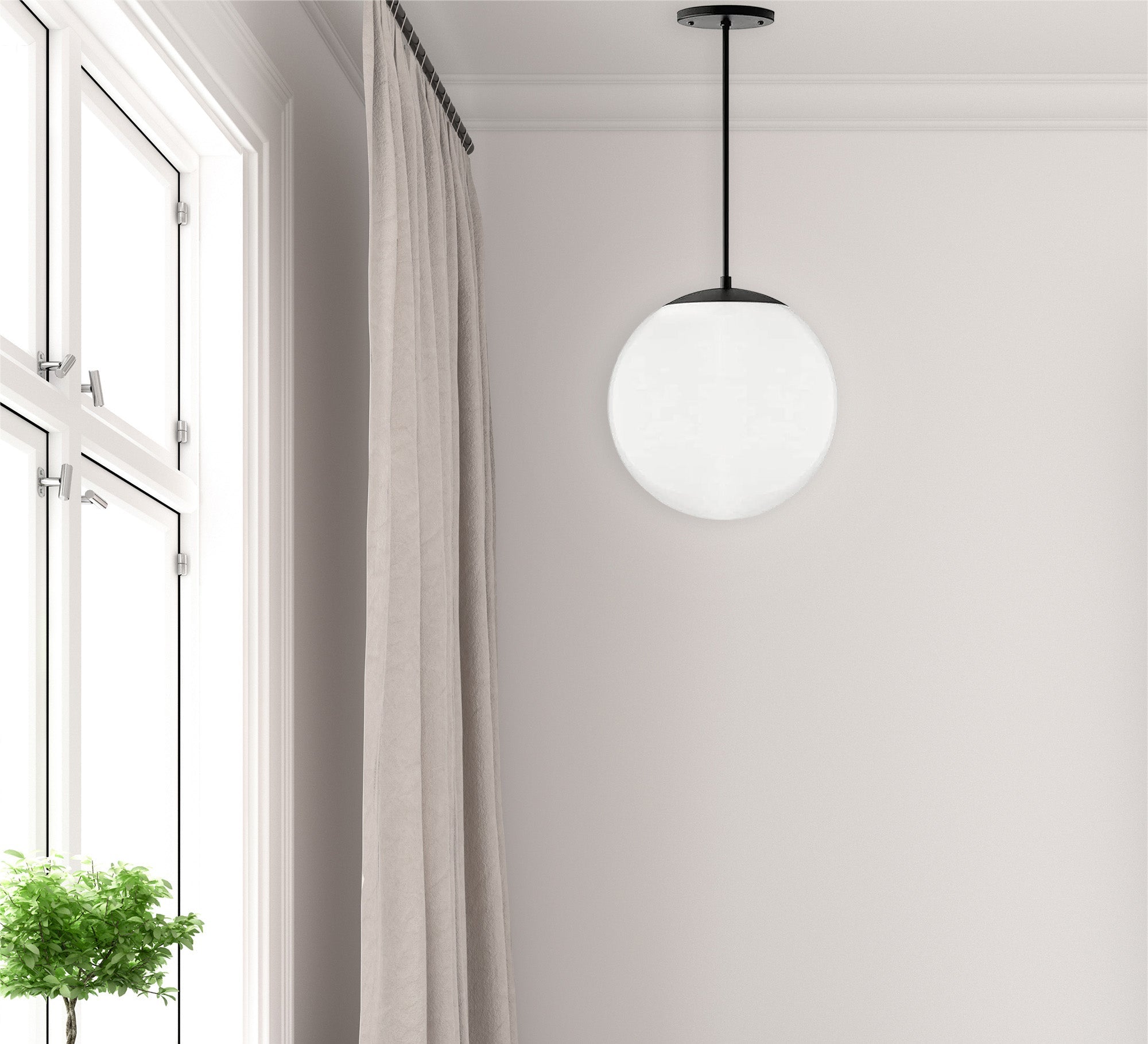 White crystal ball pendant - Vitrine Furniture - Lighting