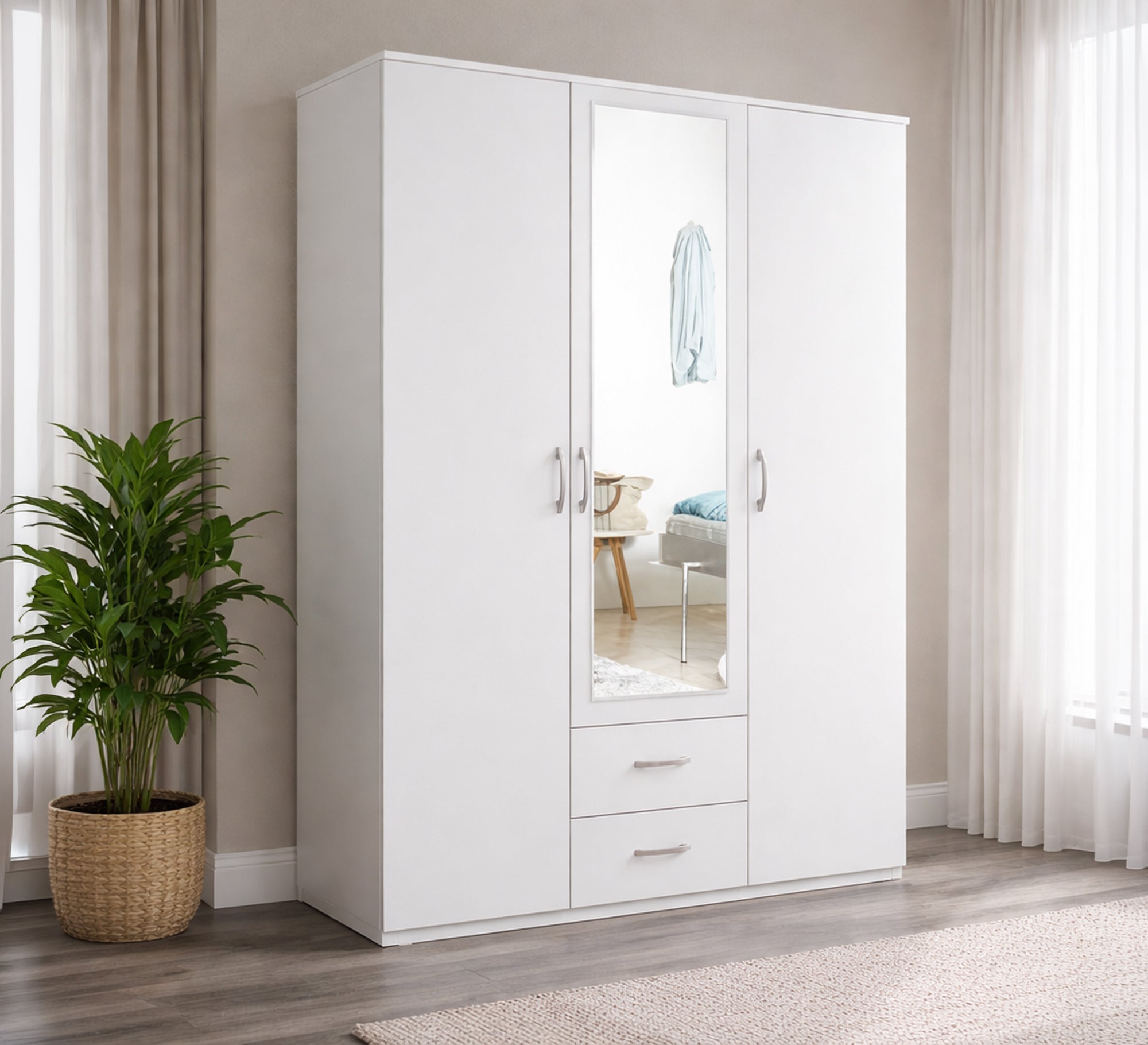 White cupboard with silver handle - Vitrine Furniture - Wardrobes