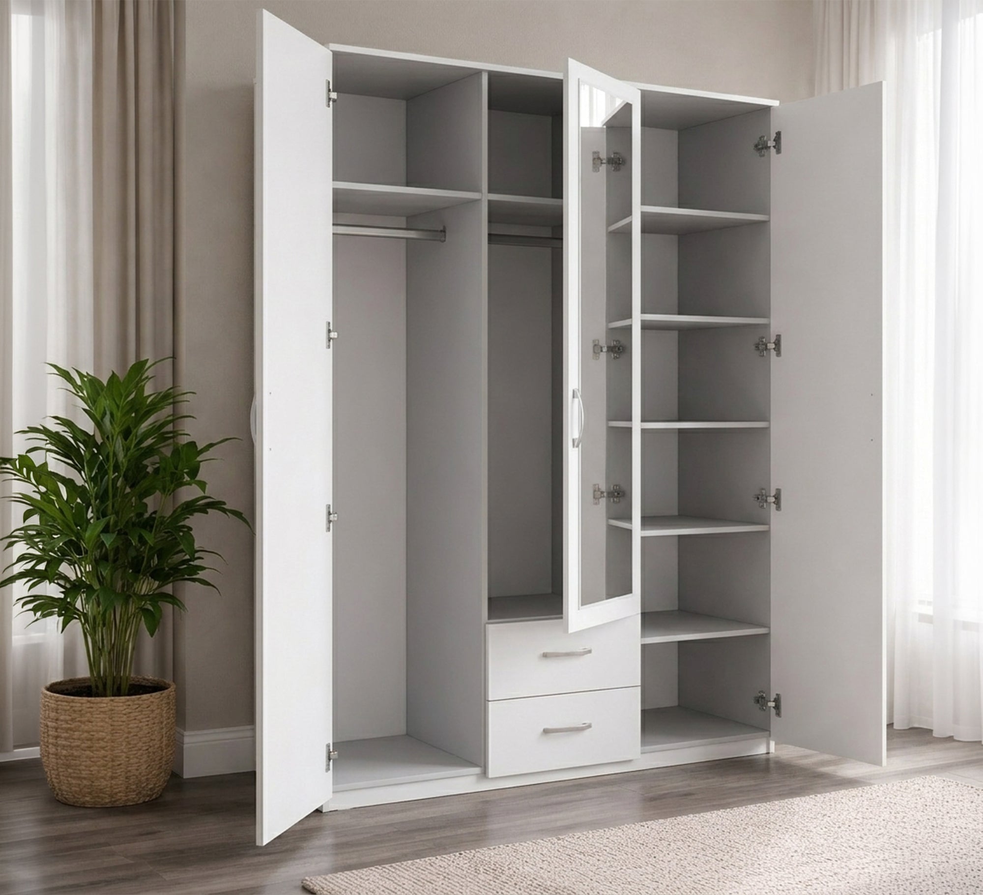 White cupboard with silver handle - Vitrine Furniture - Wardrobes