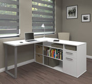White Desk: Multi - Shelf, Sleek Workspace Solution - Vitrine Furniture - Furniture