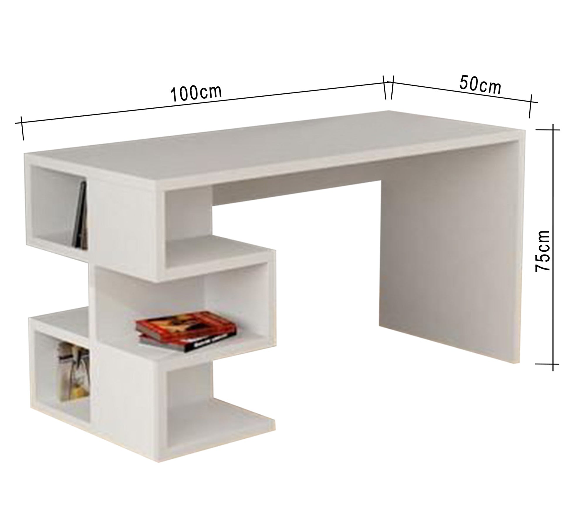 White Desk with Interchangeable Side Shelves - Vitrine Furniture - Furniture