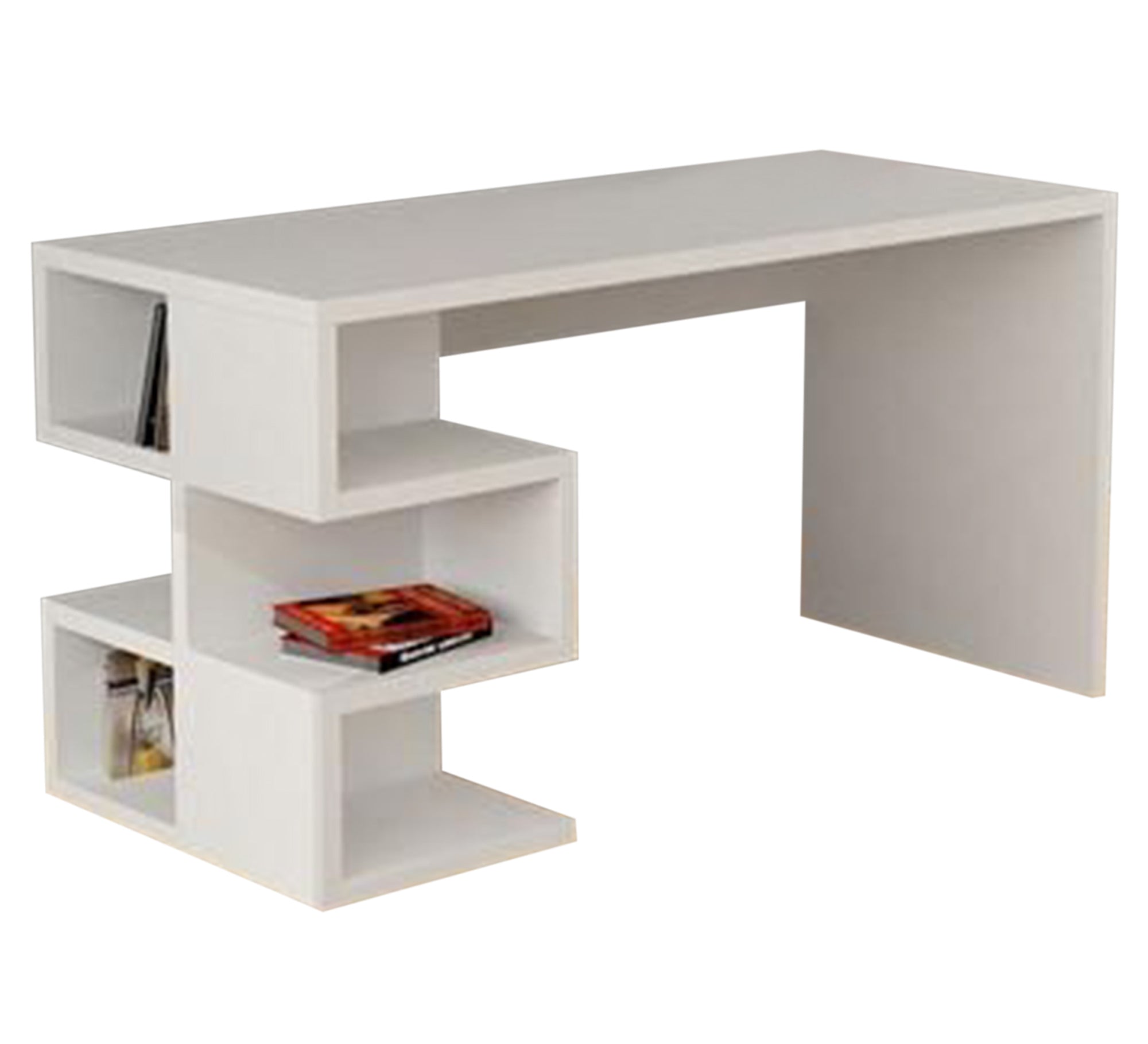 White Desk with Interchangeable Side Shelves - Vitrine Furniture - Furniture