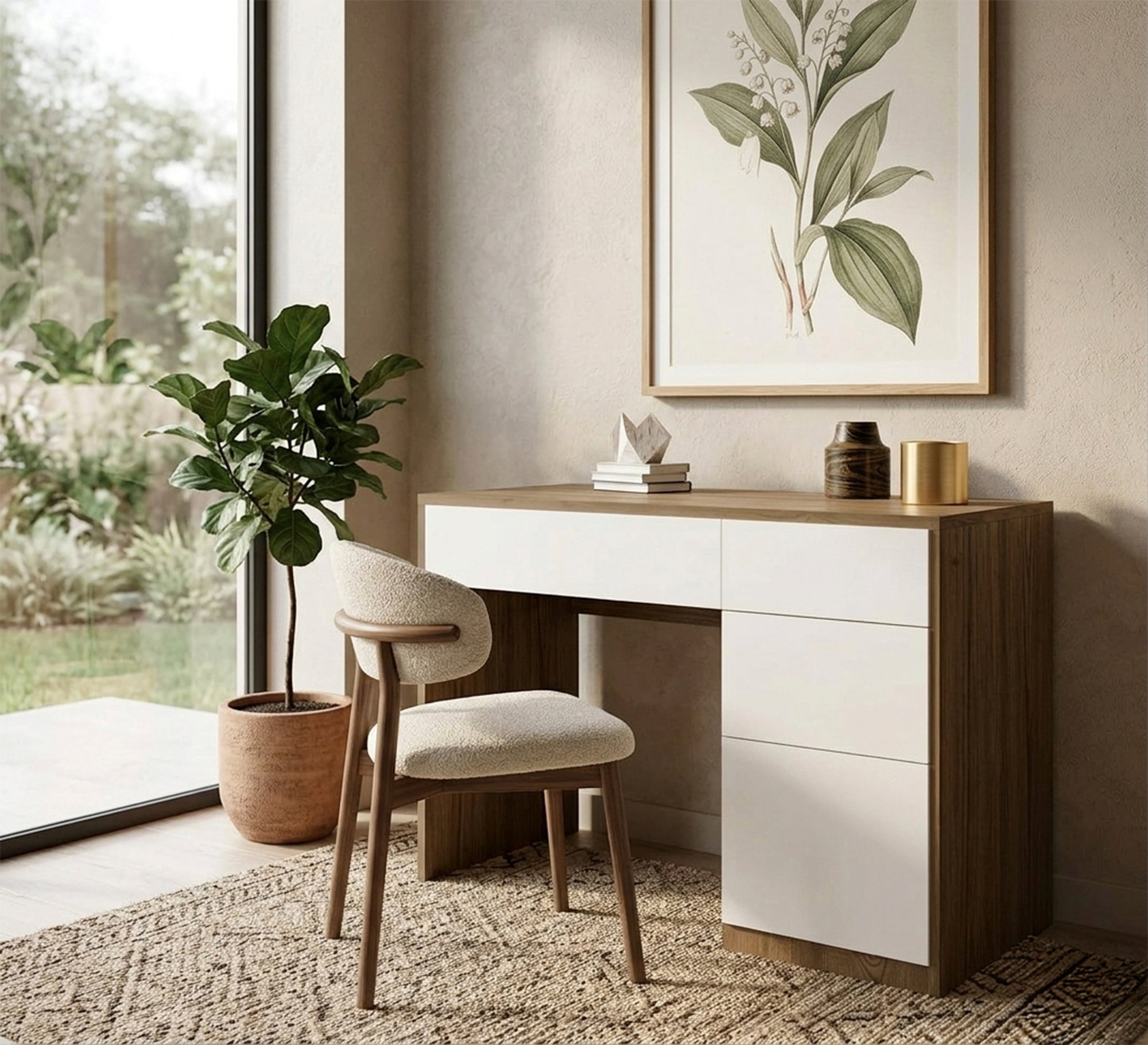 White desk with open - touch drawers - Vitrine Furniture - Desks