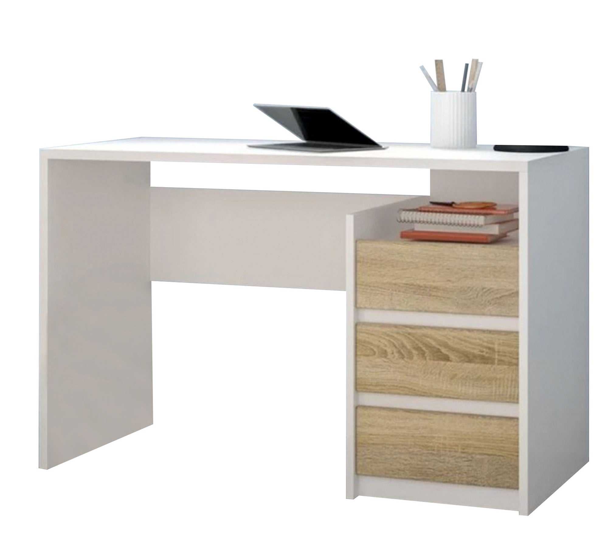 White desk with three beige drawers - Vitrine Furniture - Kids Rooms