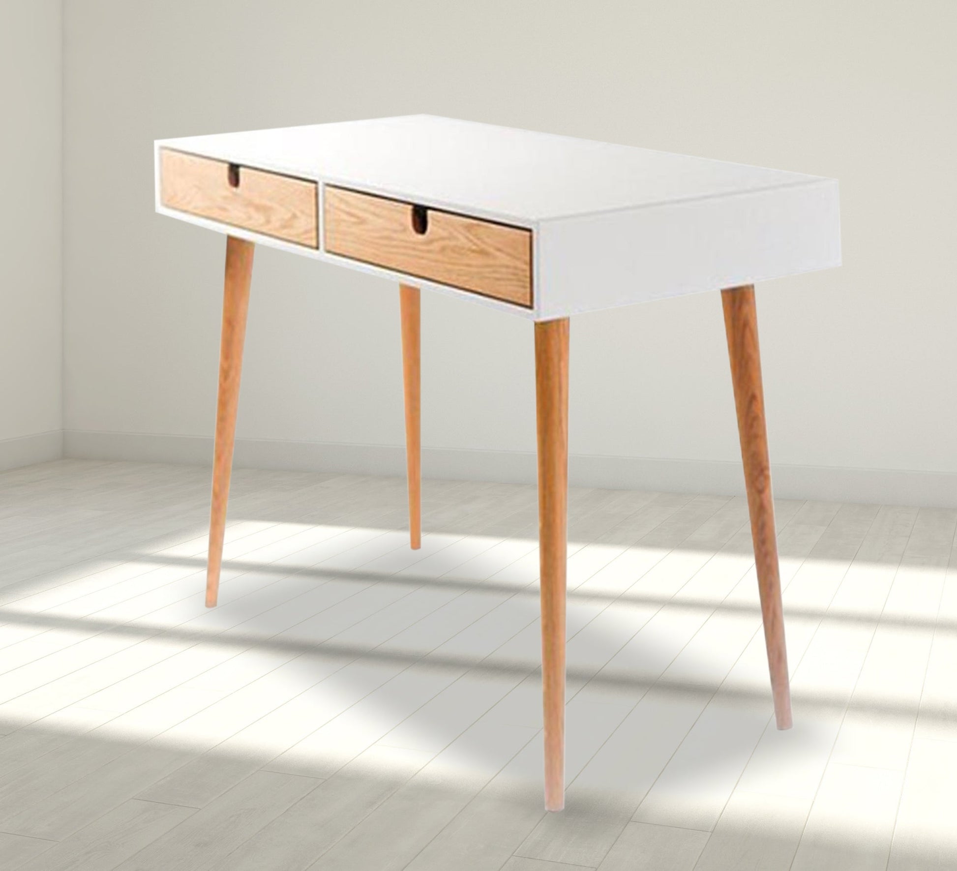 White desk with two beech drawers - Vitrine Furniture - Furniture