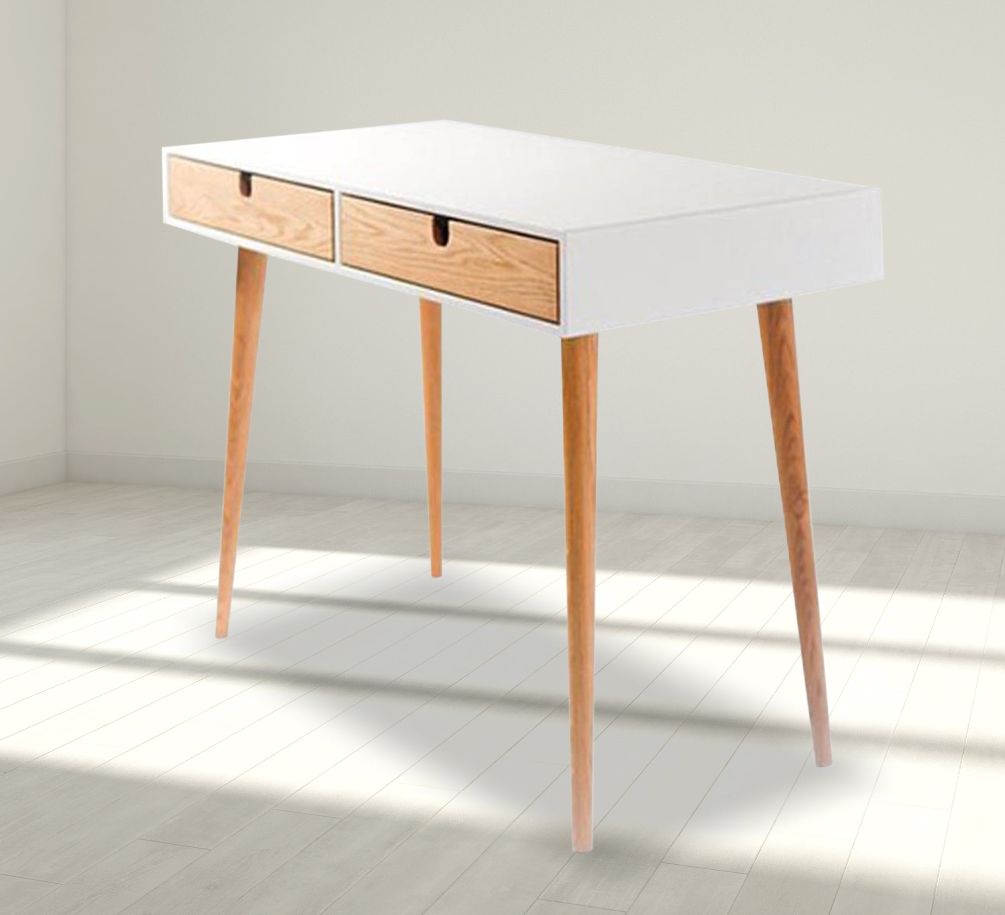 White desk with two beech drawers - Vitrine Furniture - Furniture