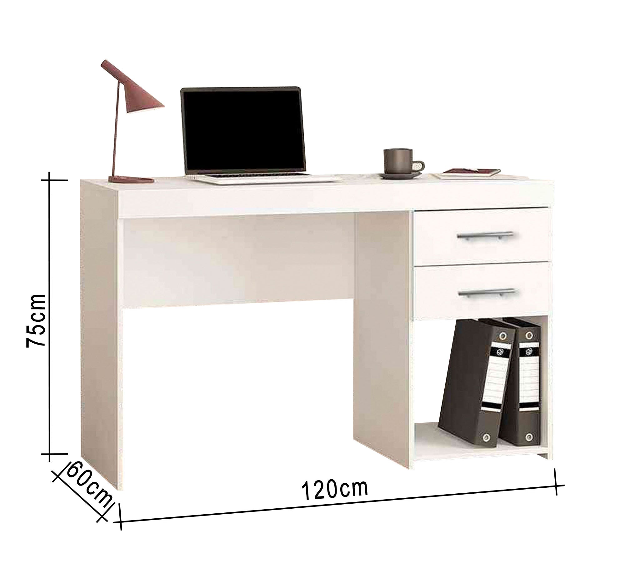 White desk with two drawers and big shelf - Vitrine Furniture - Kids Rooms