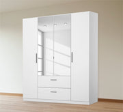 White double - door wardrobe with mirror - Vitrine Furniture - Furniture