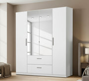 White double - door wardrobe with mirror - Vitrine Furniture - Wardrobes