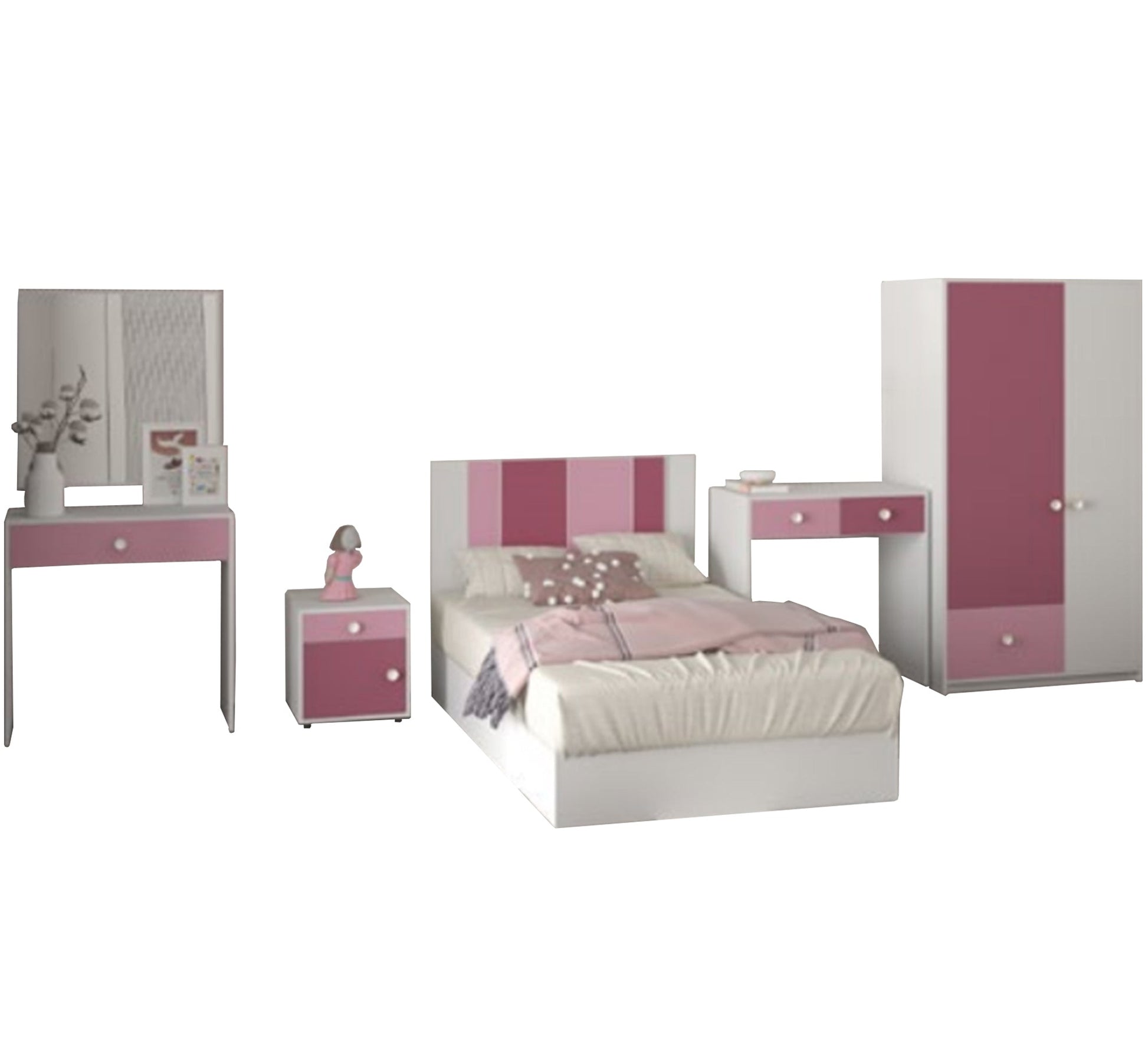 White, Fuchsia children s bedroom - Vitrine Furniture - Kids Rooms