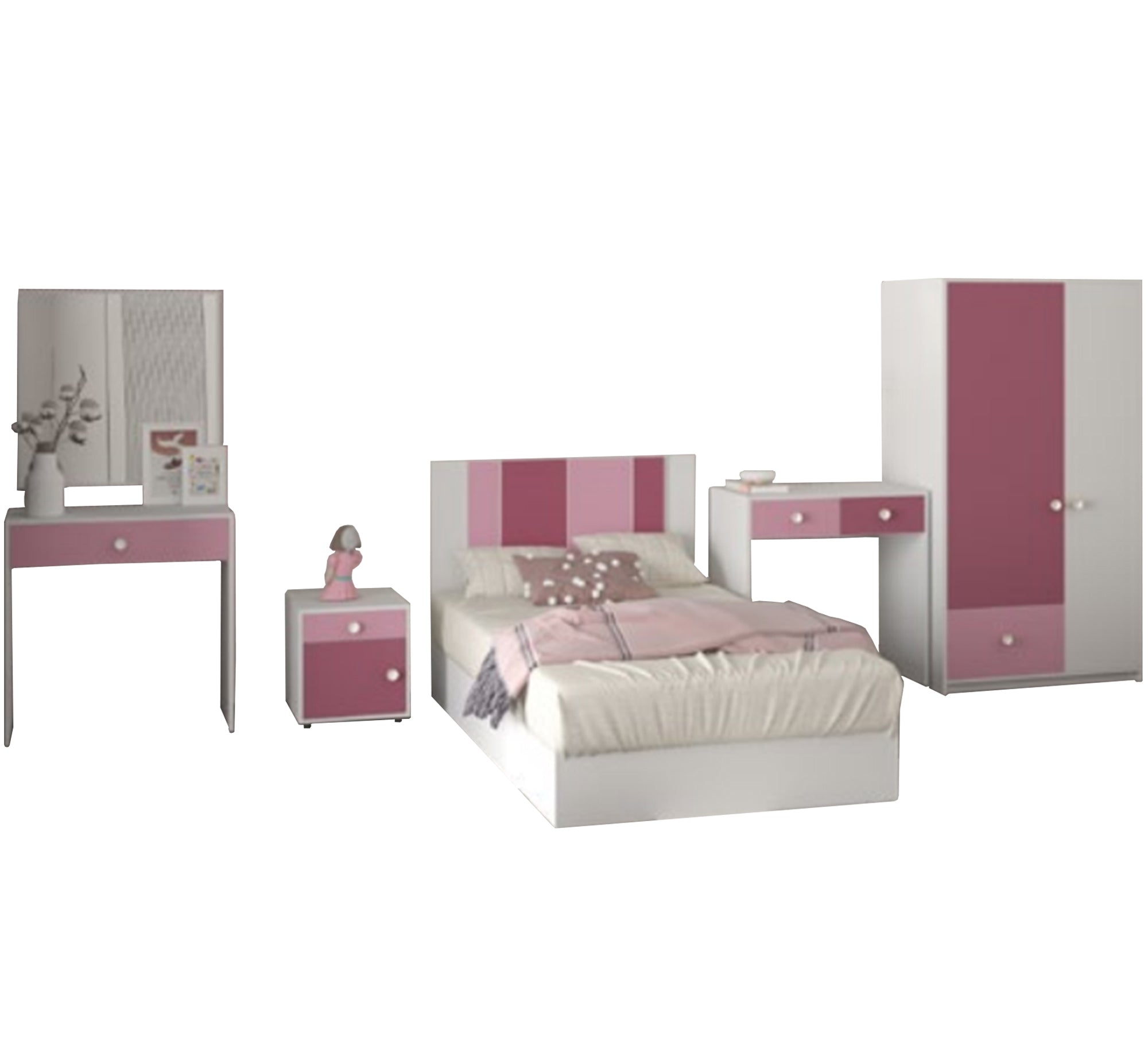 White, Fuchsia children s bedroom - Vitrine Furniture - Kids Rooms