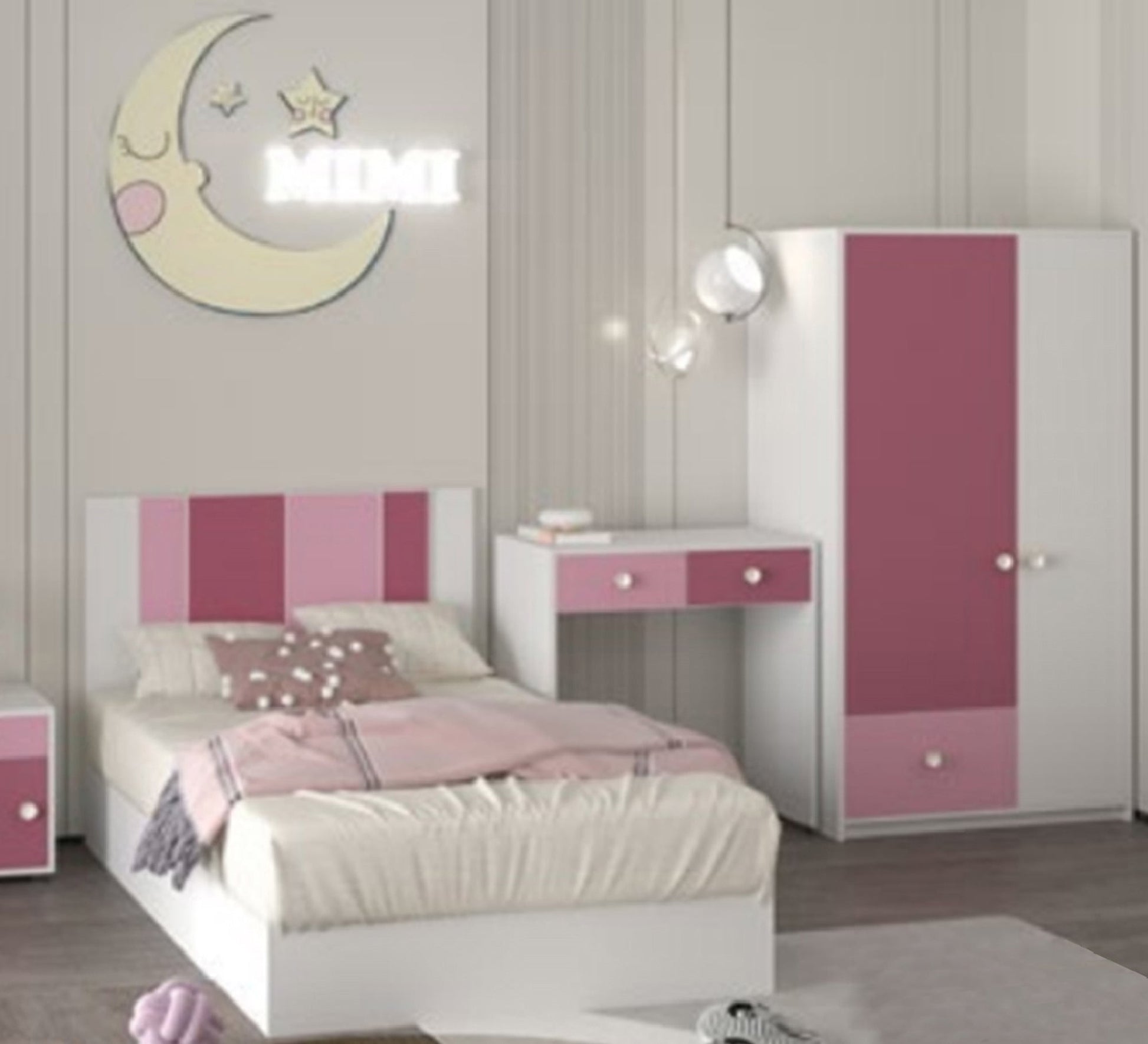 White, Fuchsia children s bedroom - Vitrine Furniture - Kids Rooms