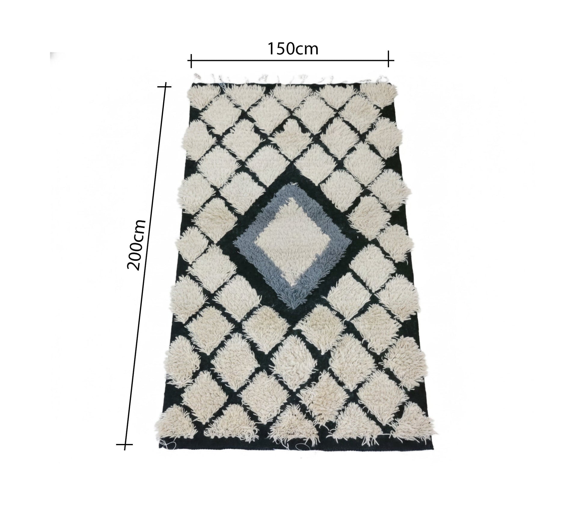 White furry diamond pattern rug center - Vitrine Furniture - Accessories