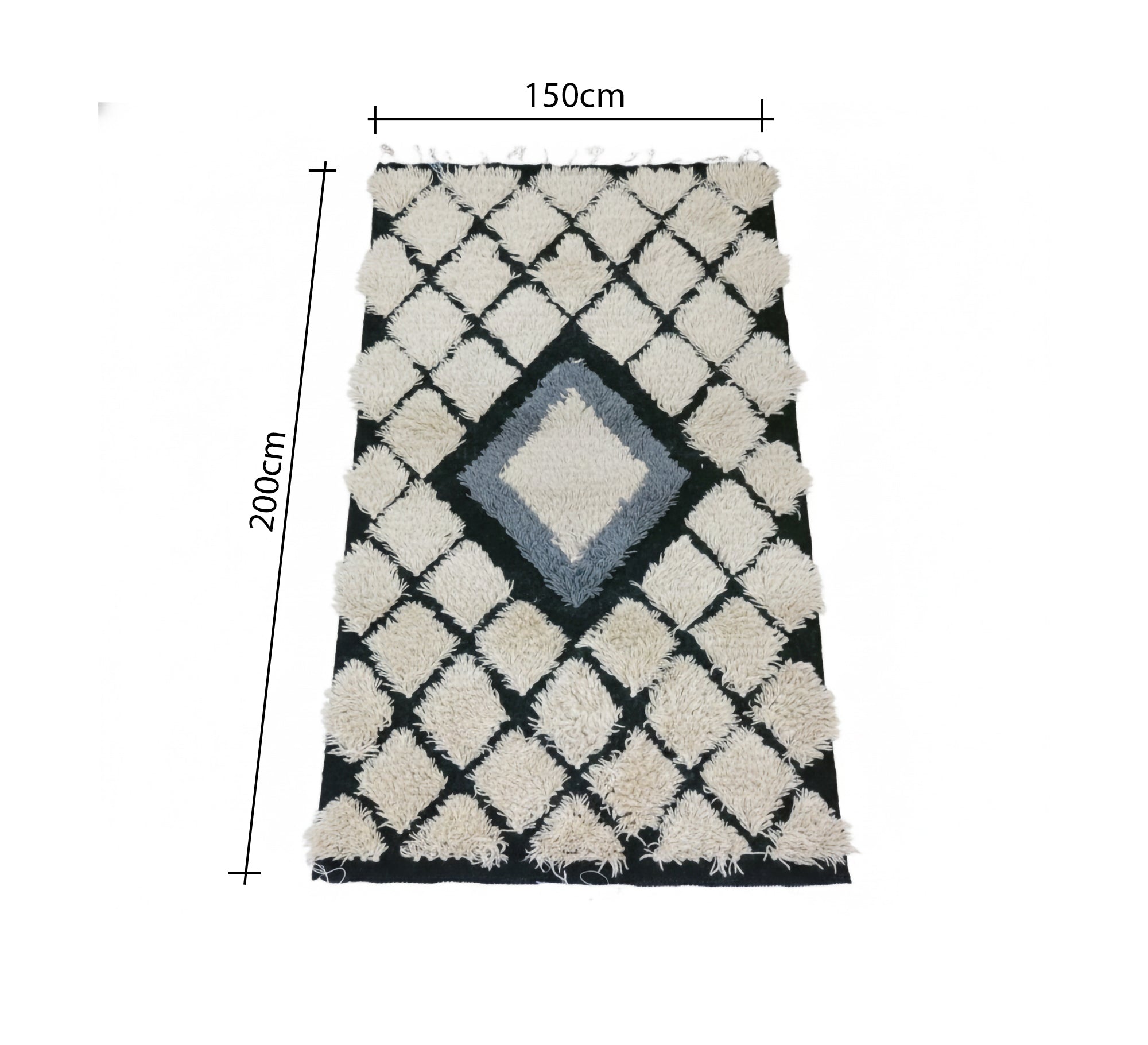 White furry diamond pattern rug center - Vitrine Furniture - Accessories