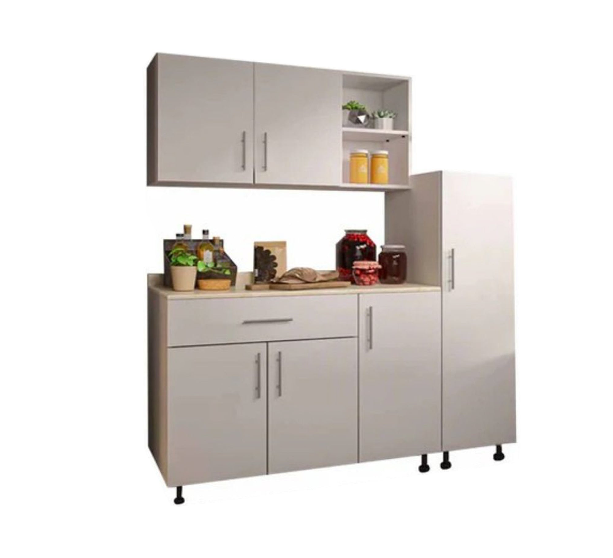 White kitchen unit with vertical and horizontal storage units - Vitrine Furniture - Furniture