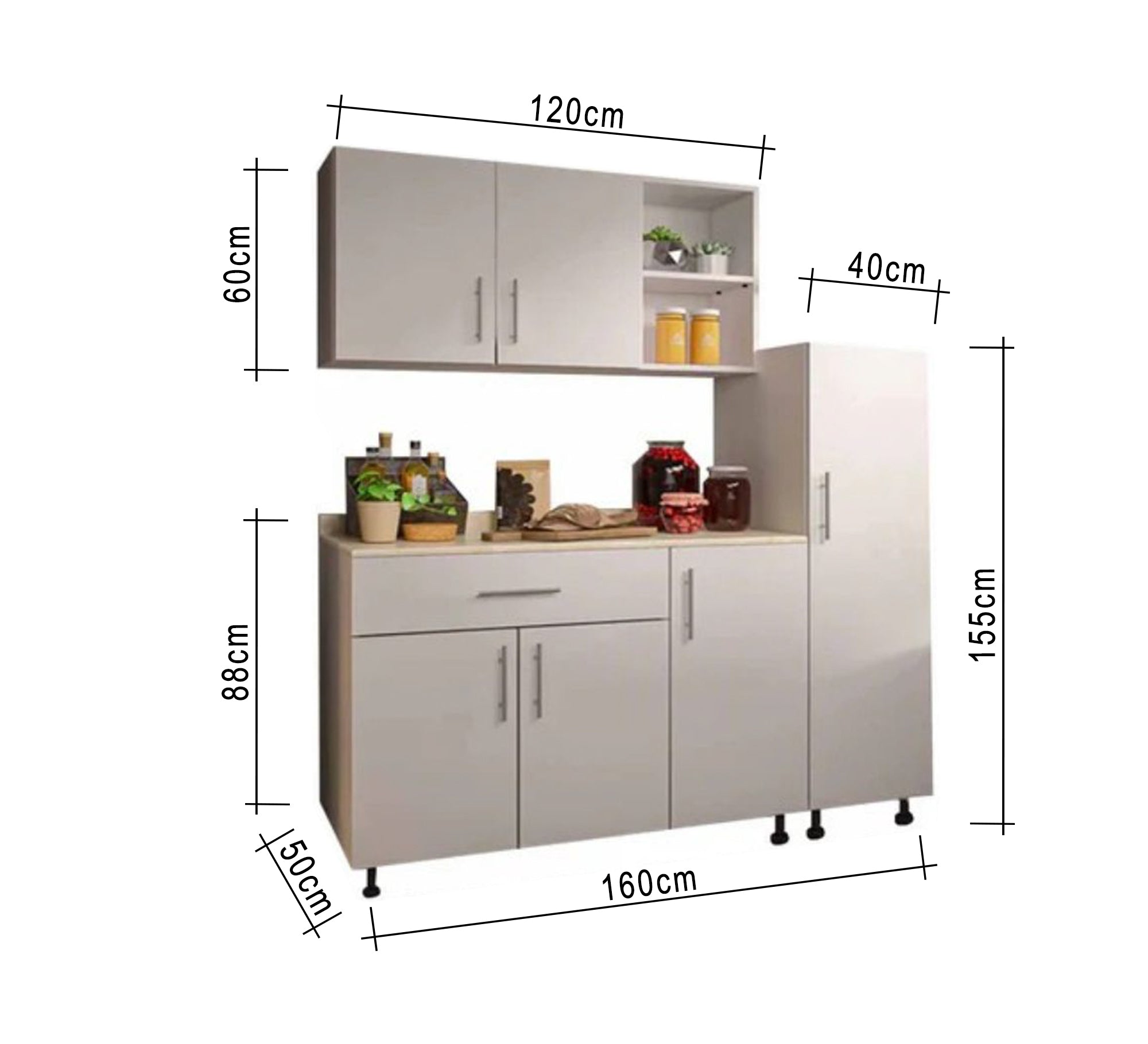 White kitchen unit with vertical and horizontal storage units - Vitrine Furniture - Furniture