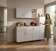 White kitchen unit with vertical and horizontal storage units - Vitrine Furniture - Kitchen Set