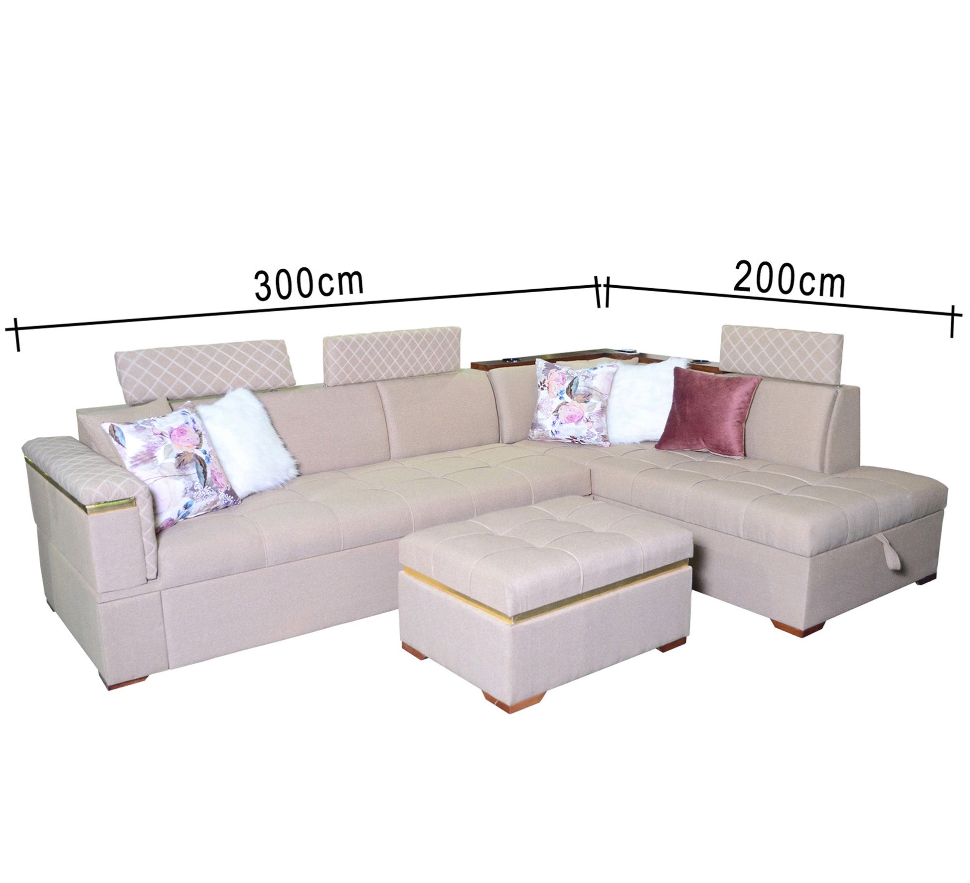 white living room corner with a chaise longue and a bed - Vitrine Furniture - L - shape sofa set