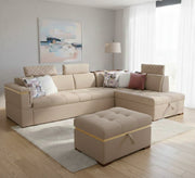 white living room corner with a chaise longue and a bed - Vitrine Furniture - L - shape sofa set