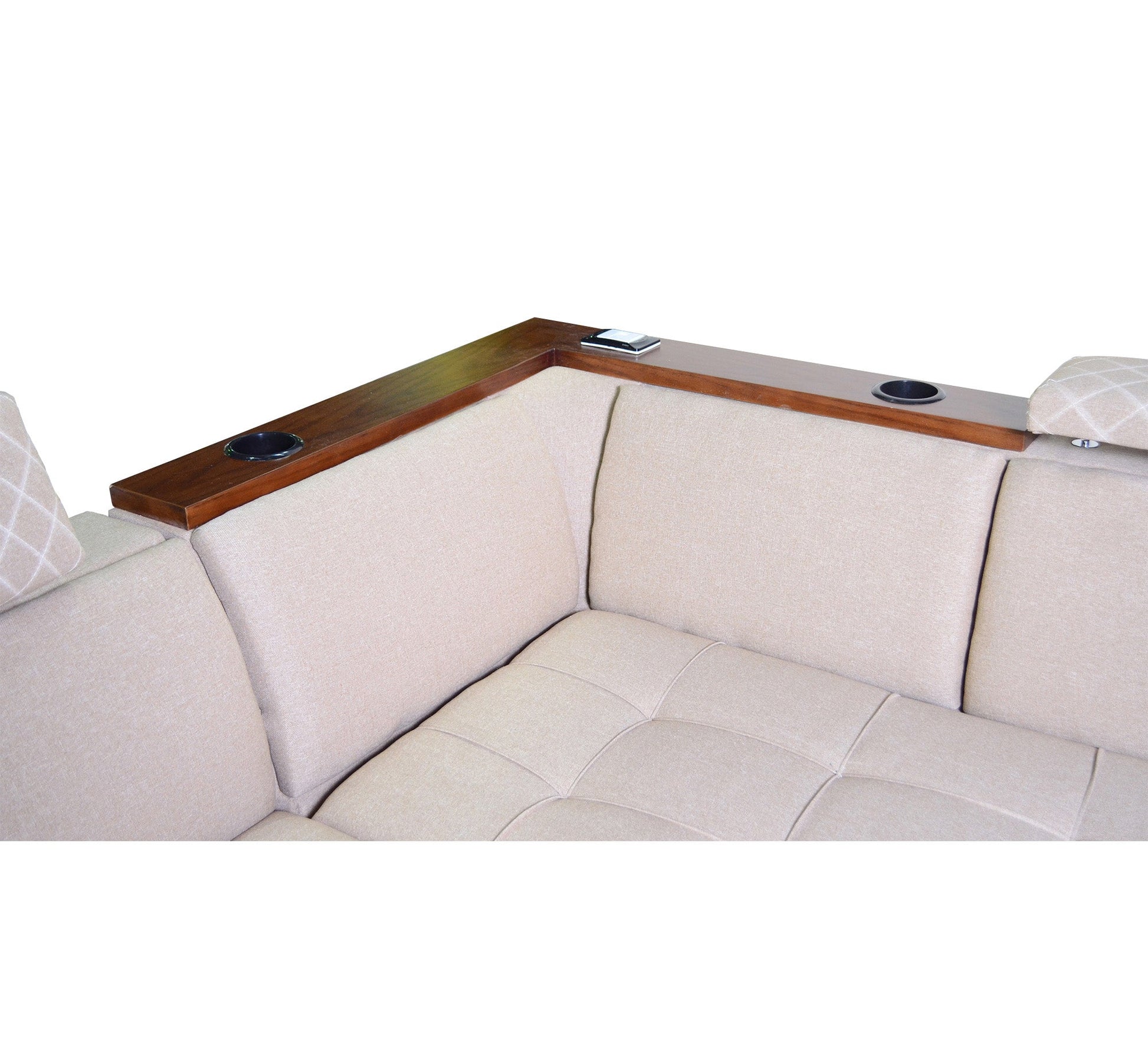 white living room corner with a chaise longue and a bed - Vitrine Furniture - L - shape sofa set