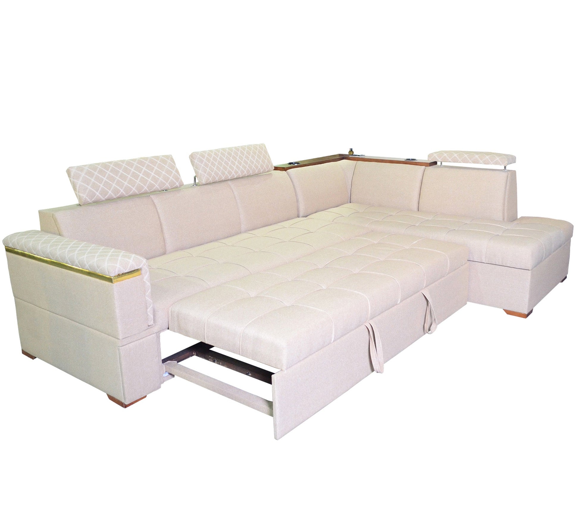 white living room corner with a chaise longue and a bed - Vitrine Furniture - L - shape sofa set