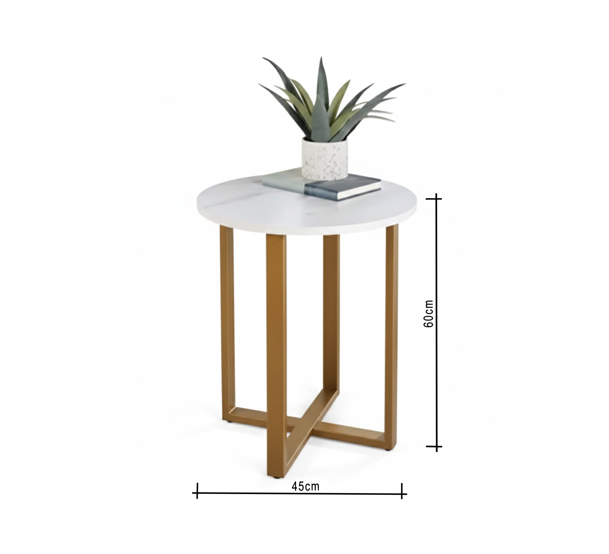 White marble side table with a gold base - Vitrine Furniture - Furniture