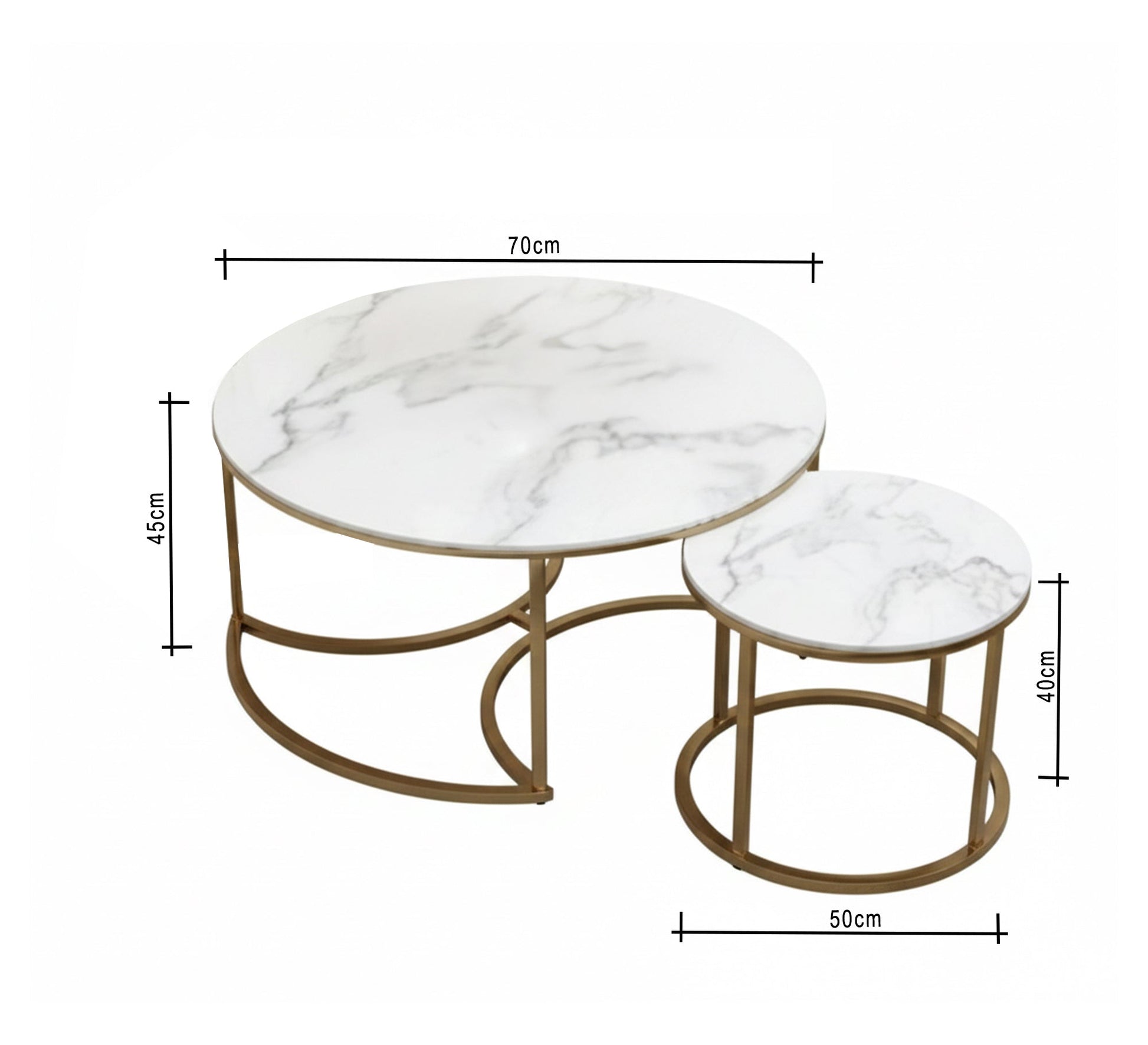 White marble tables with gray veining - Vitrine Furniture - Furniture