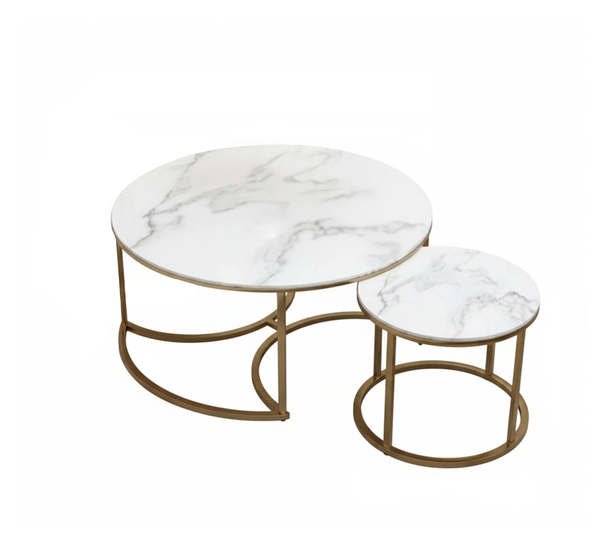White marble tables with gray veining - Vitrine Furniture - Furniture