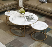 White marble tables with gray veining - Vitrine Furniture - Furniture