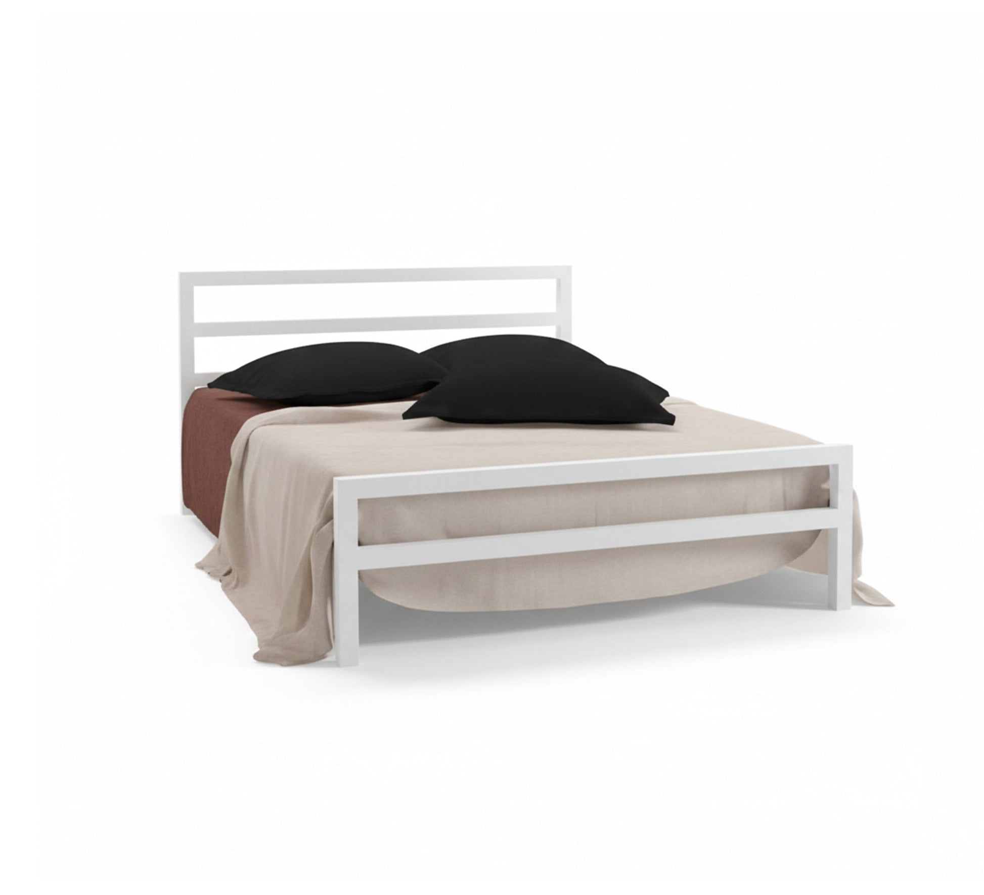 White metal bed with a simple, modern design - Vitrine Furniture - Furniture