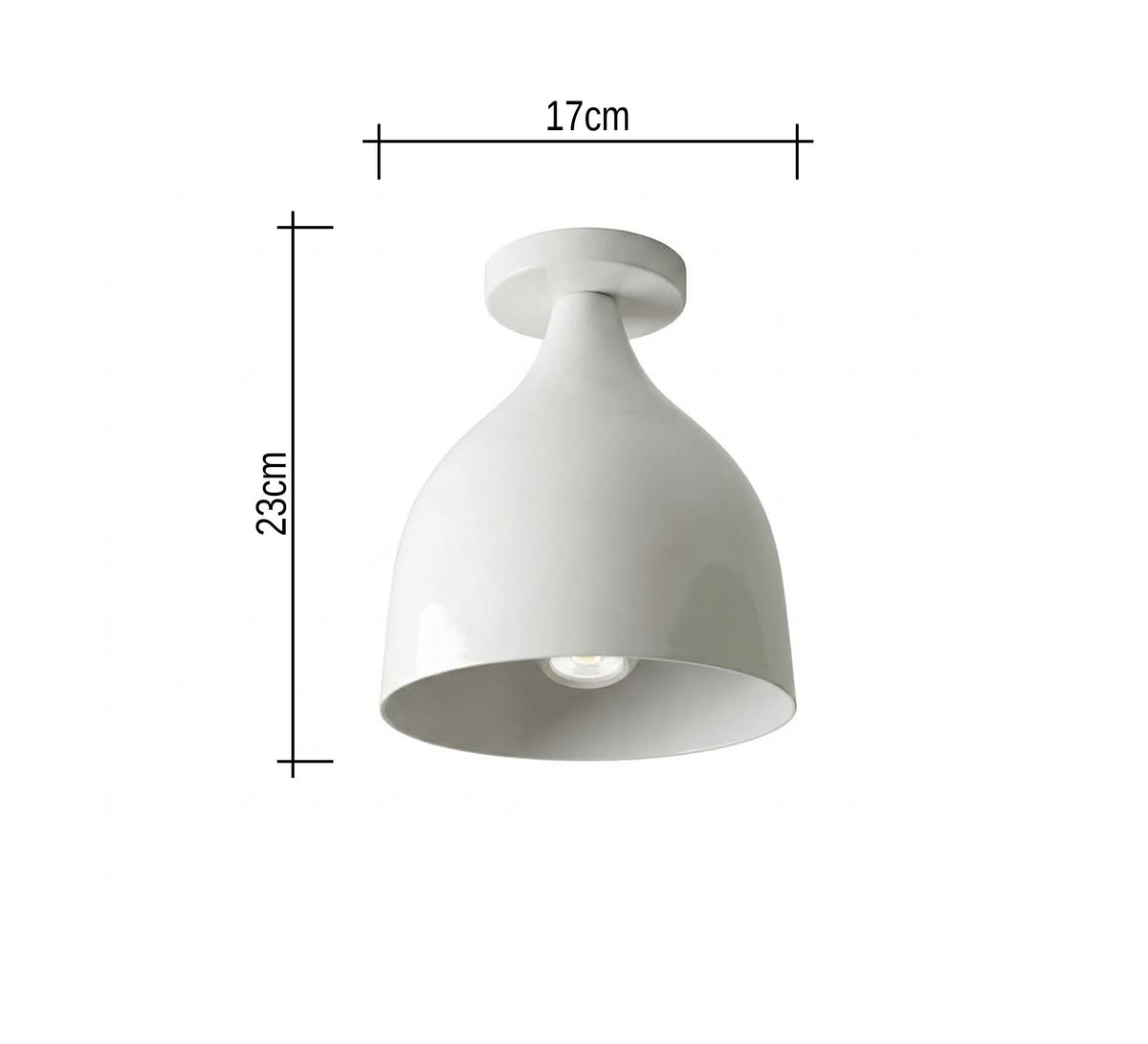 White Metal Bell Flush Ceiling Light - Vitrine Furniture - Ceiling lights