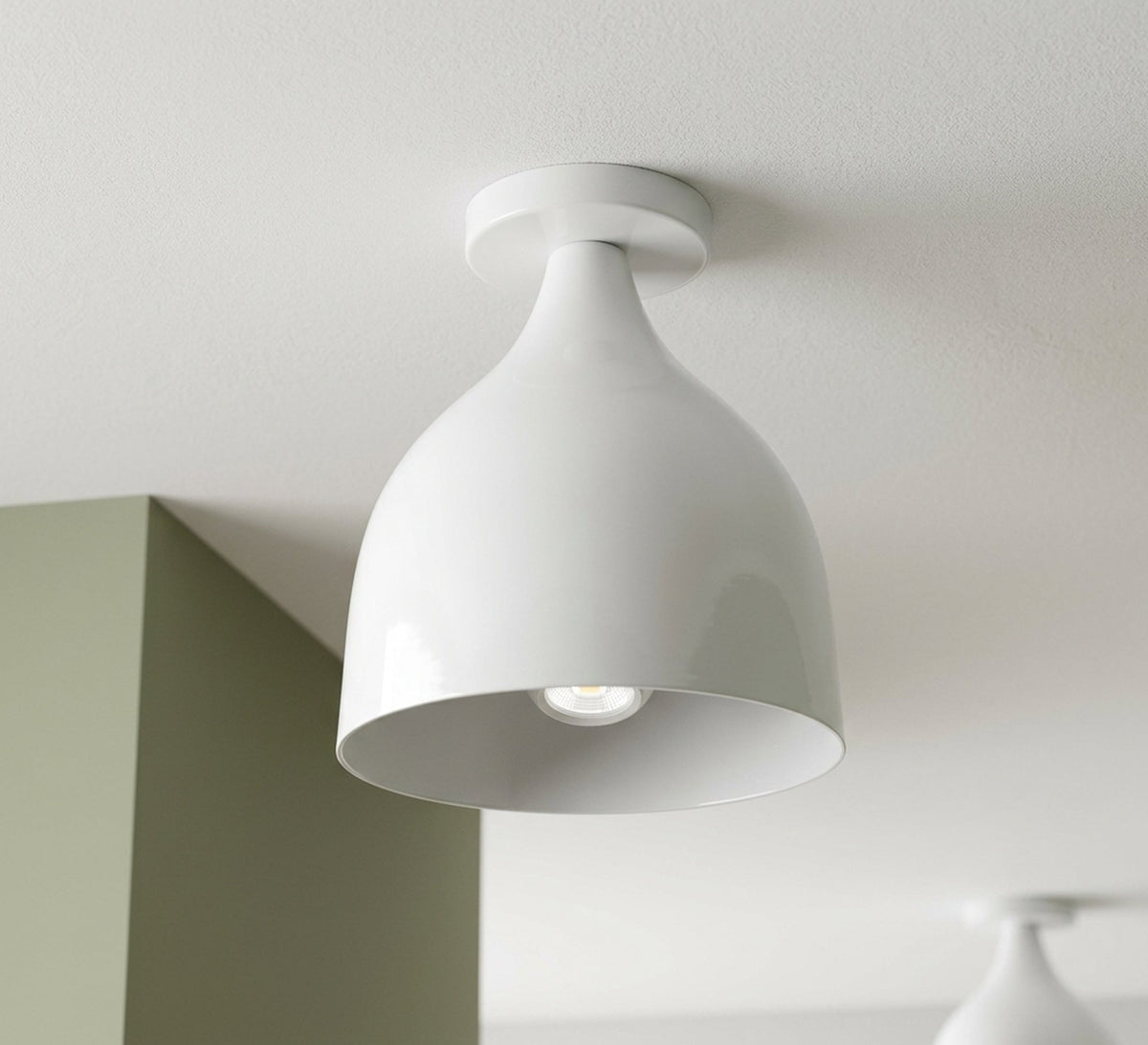 White Metal Bell Flush Ceiling Light - Vitrine Furniture - Ceiling lights