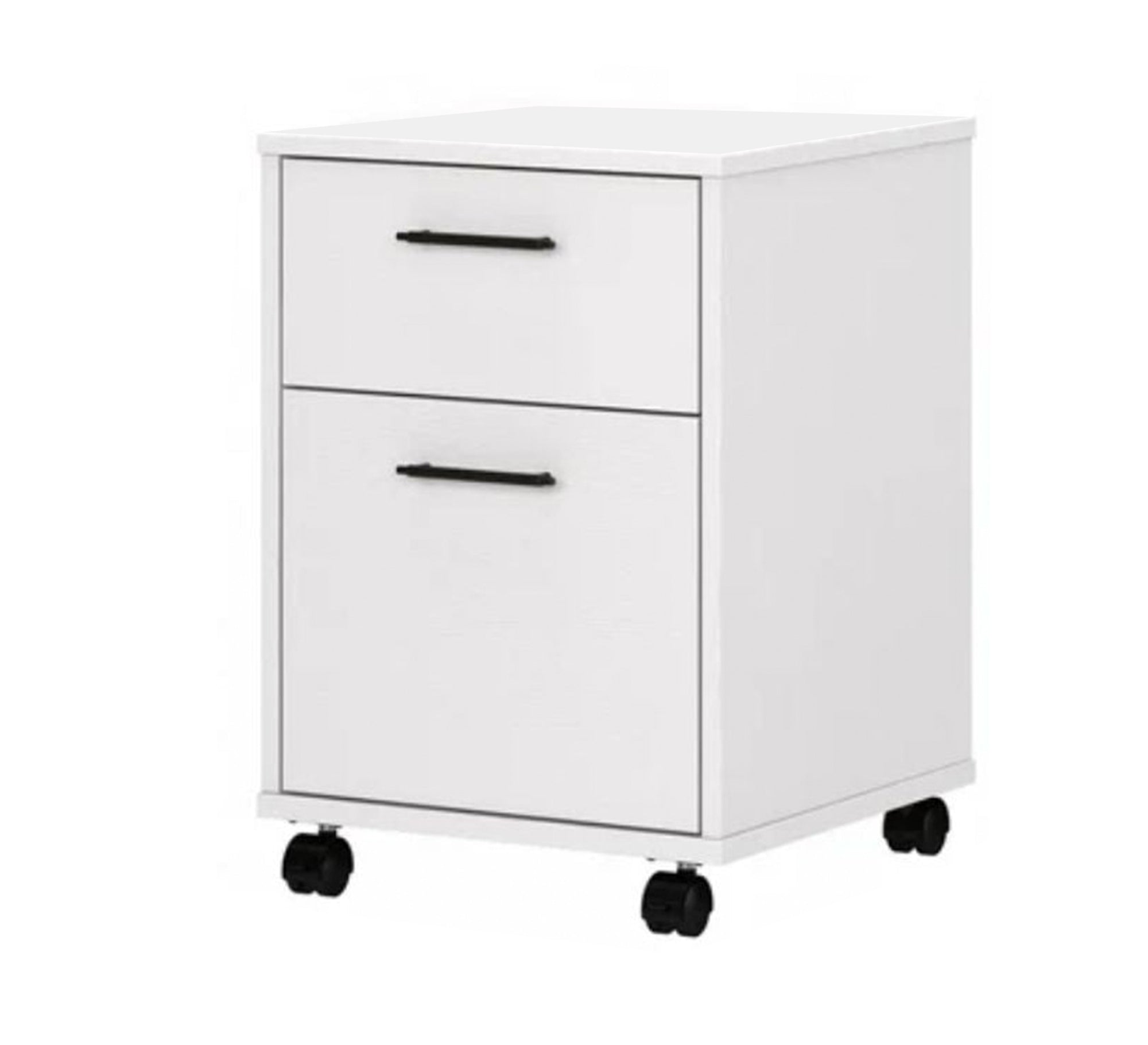 White mobile storage unit with 2 drawers - Vitrine Furniture - Furniture