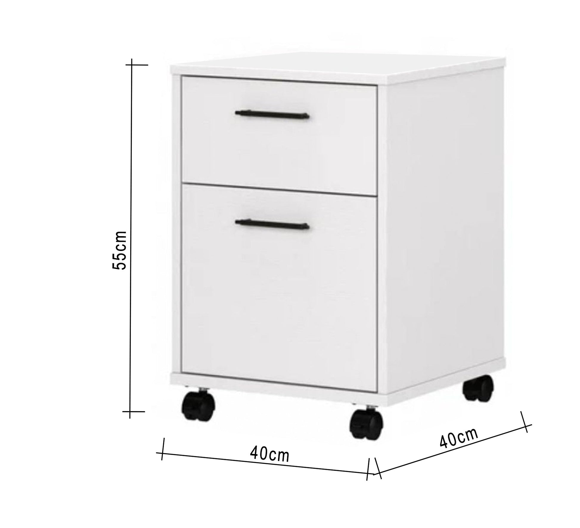 White mobile storage unit with 2 drawers - Vitrine Furniture - Furniture