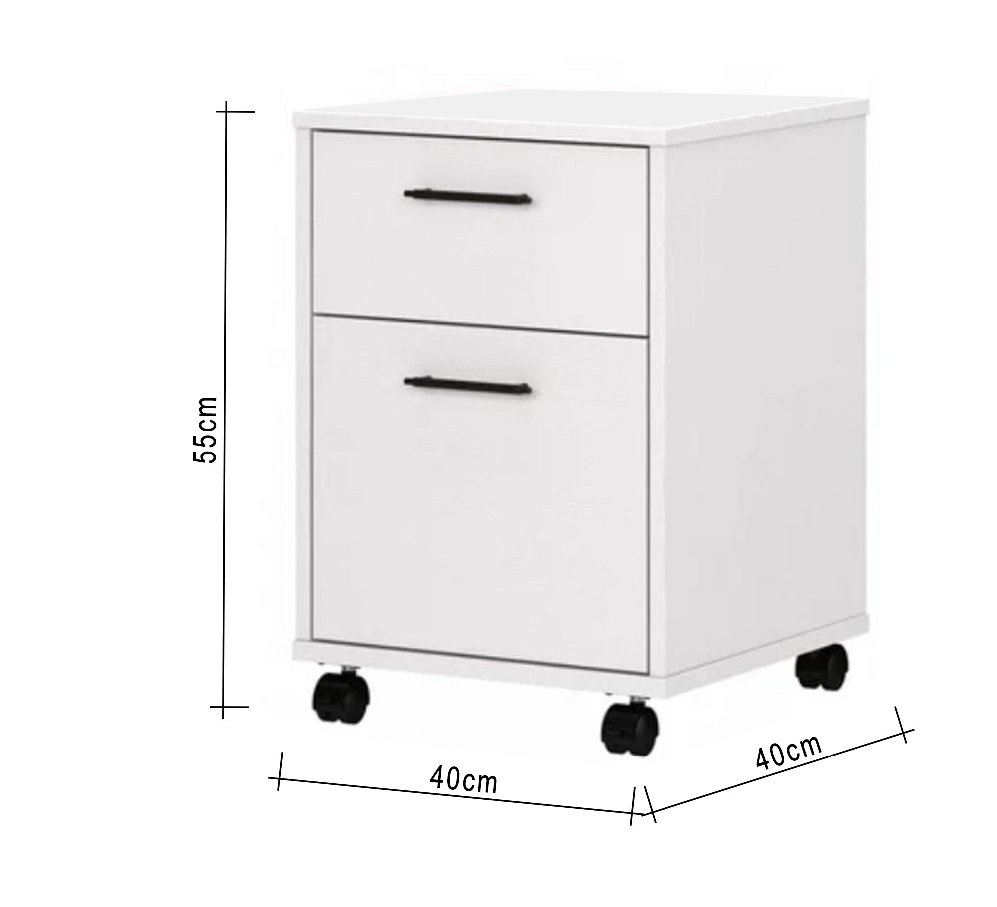 White mobile storage unit with 2 drawers - Vitrine Furniture - Furniture
