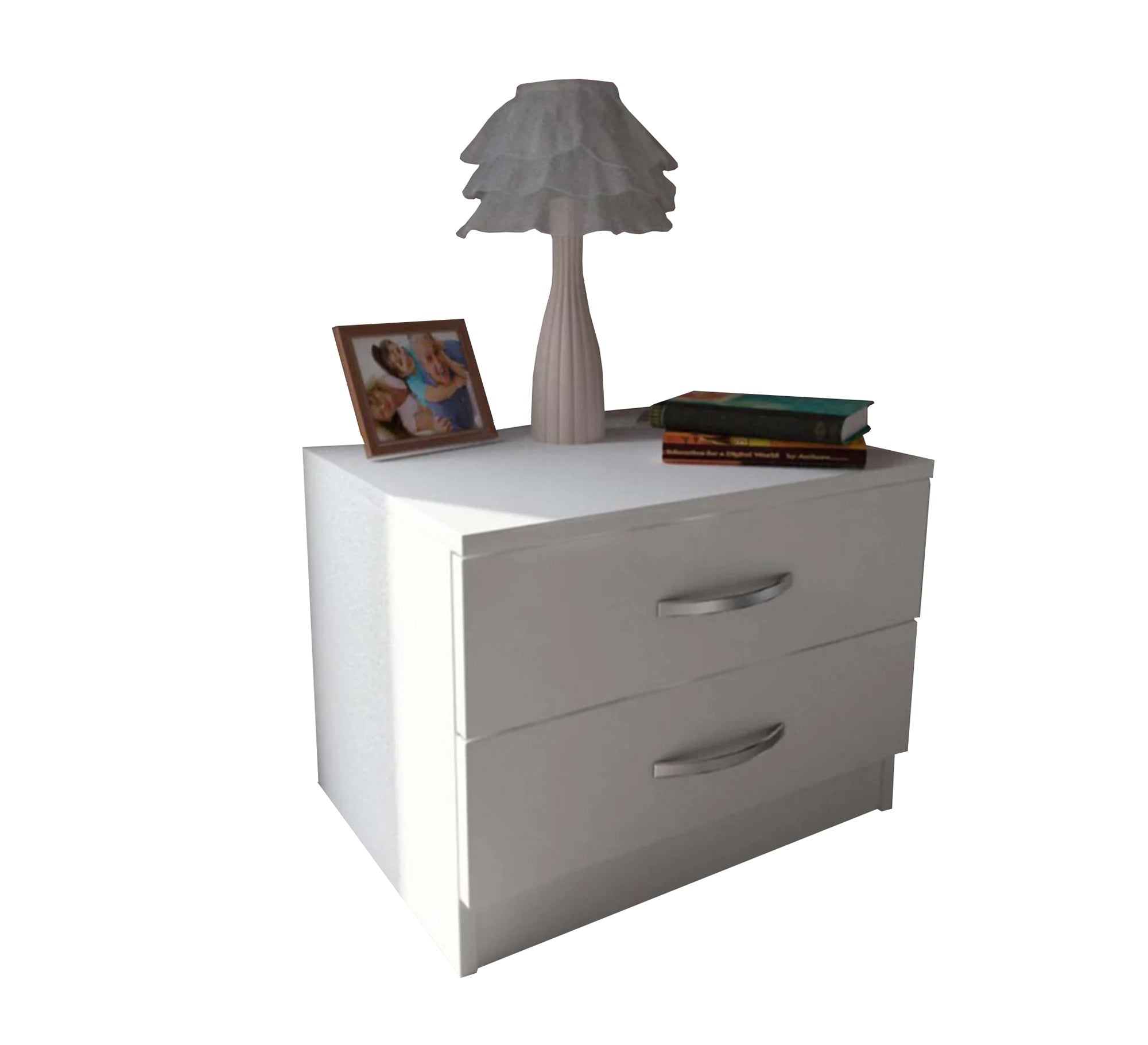 White Nightstand: Chic Design, Twin Storage Drawers - Vitrine Furniture - Furniture