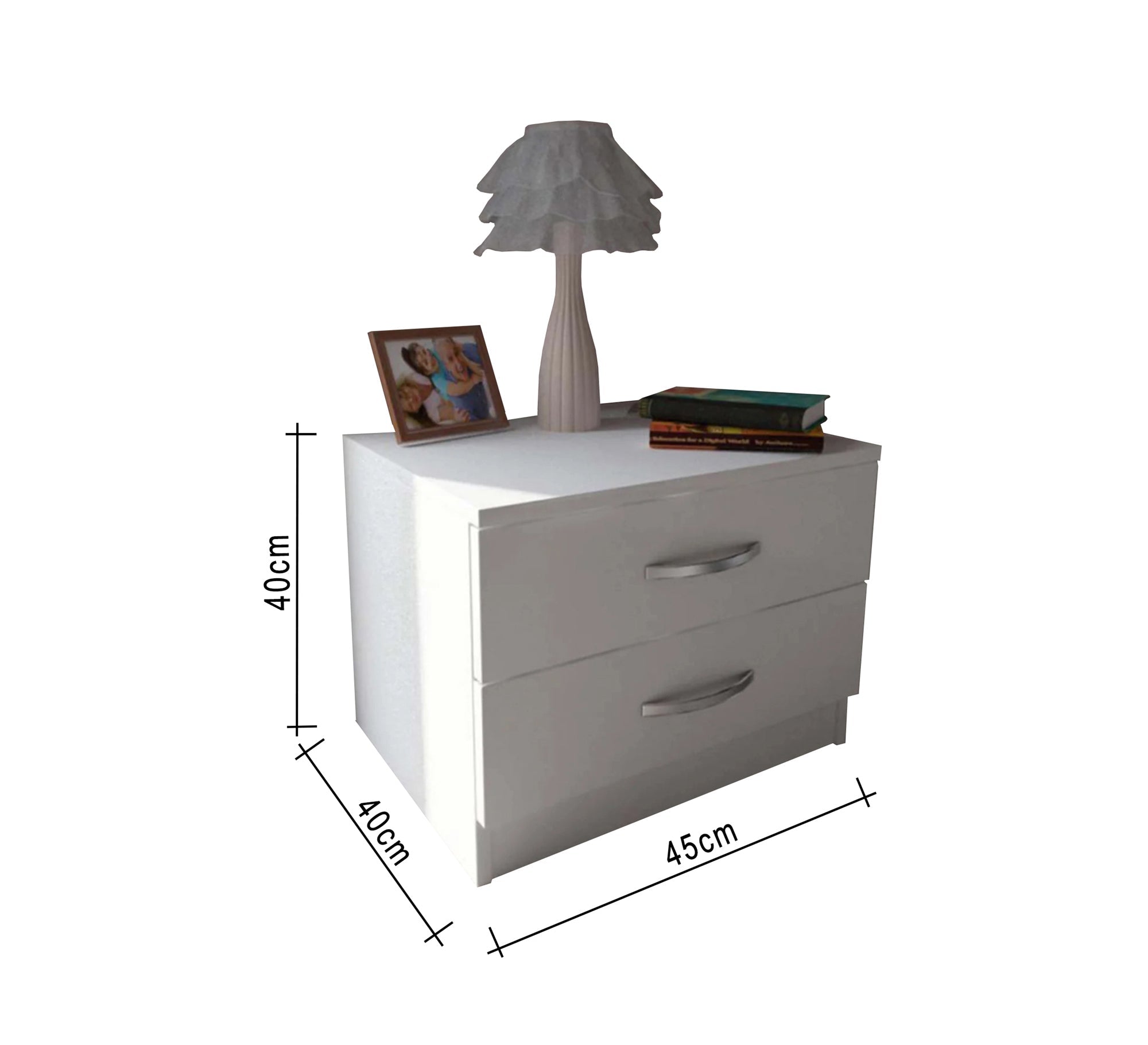 White Nightstand: Chic Design, Twin Storage Drawers - Vitrine Furniture - Furniture