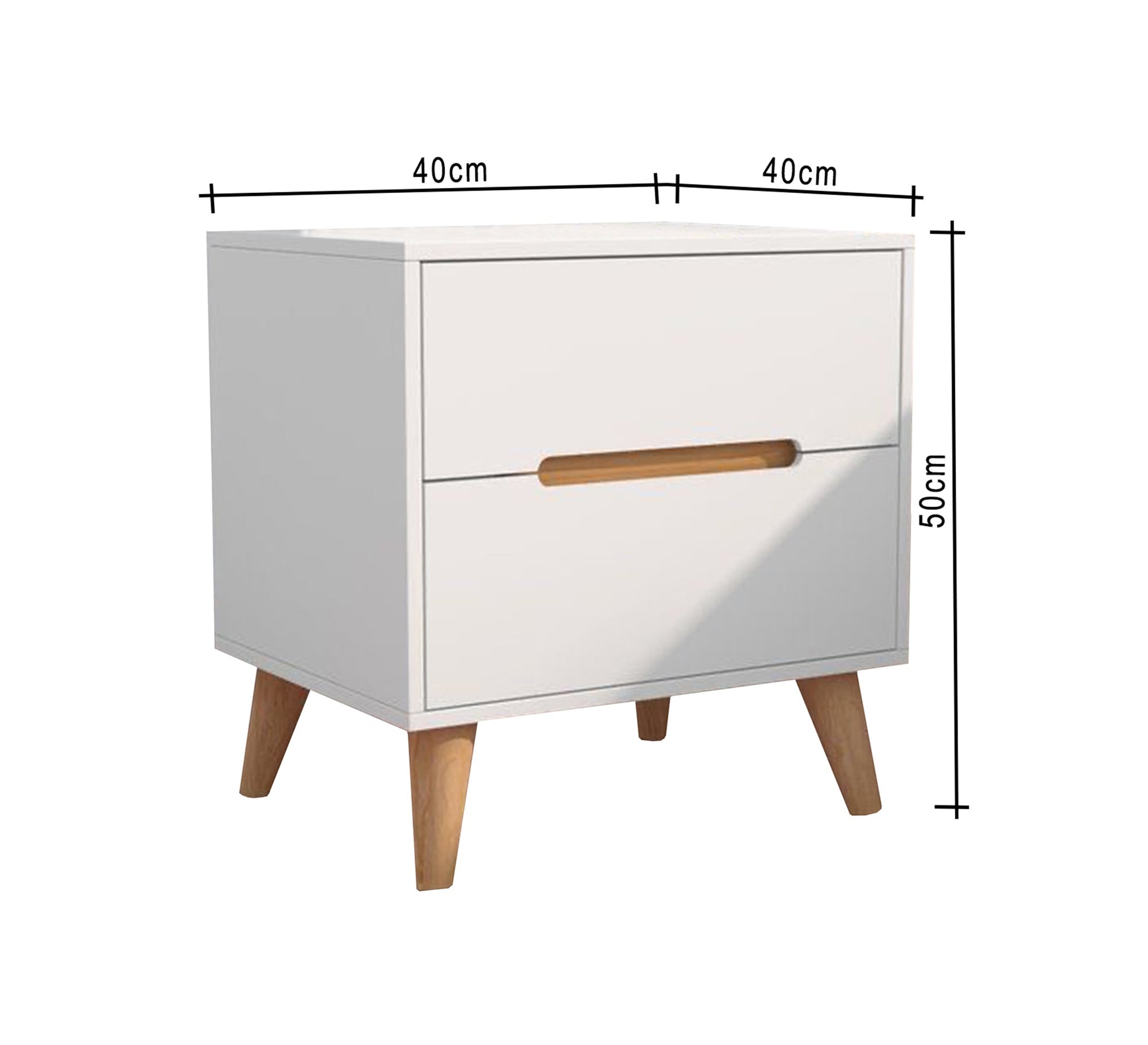 White nightstand with beige wooden legs - Vitrine Furniture - Furniture