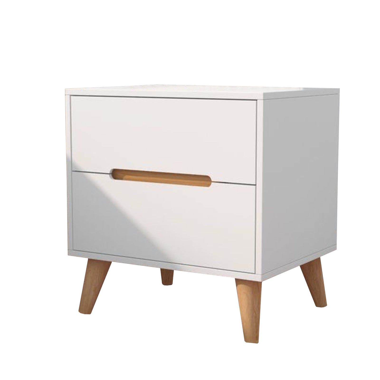 White nightstand with beige wooden legs - Vitrine Furniture - Furniture