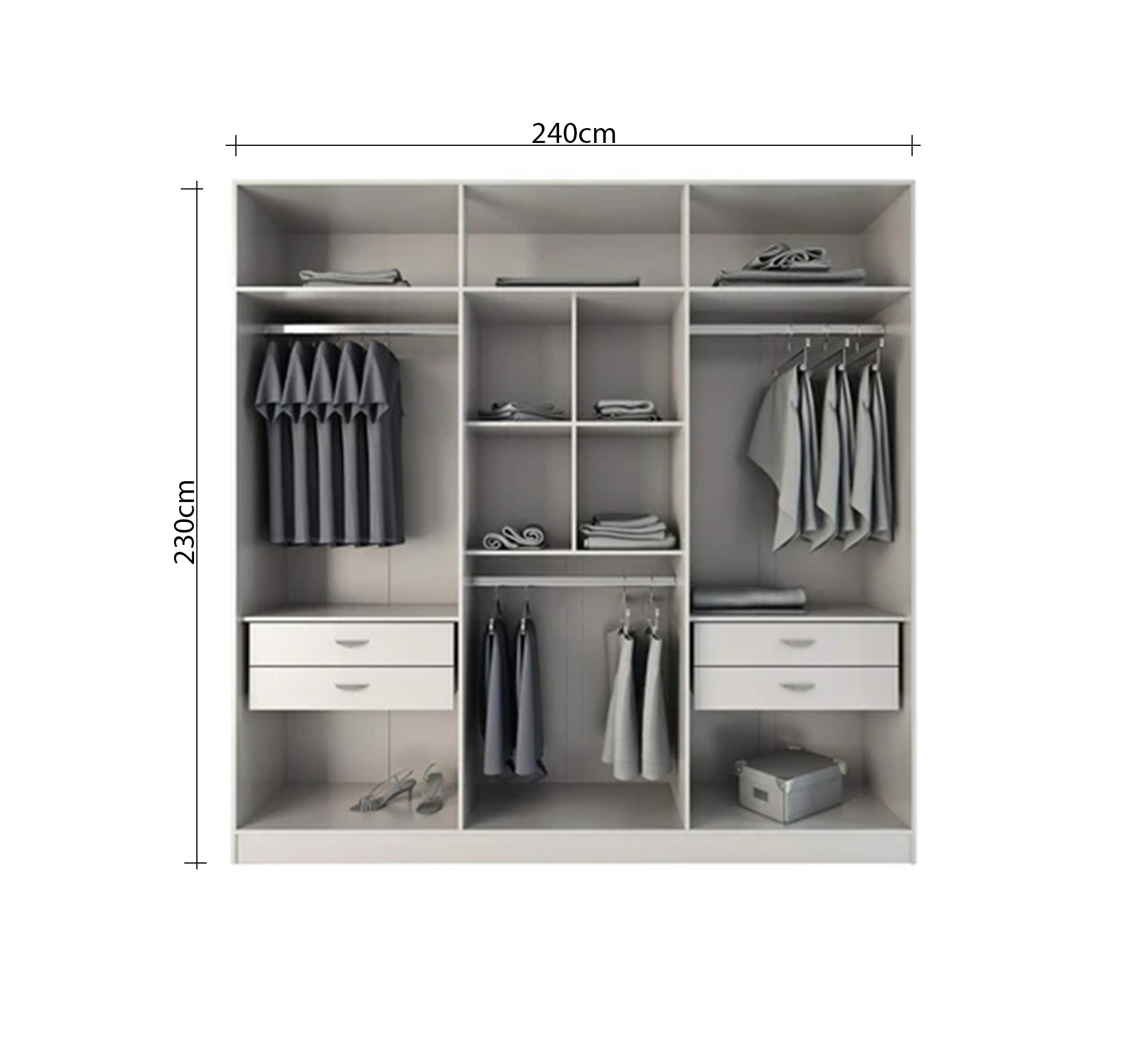 White open wardrobe with drawers and shelves - Vitrine Furniture - Furniture